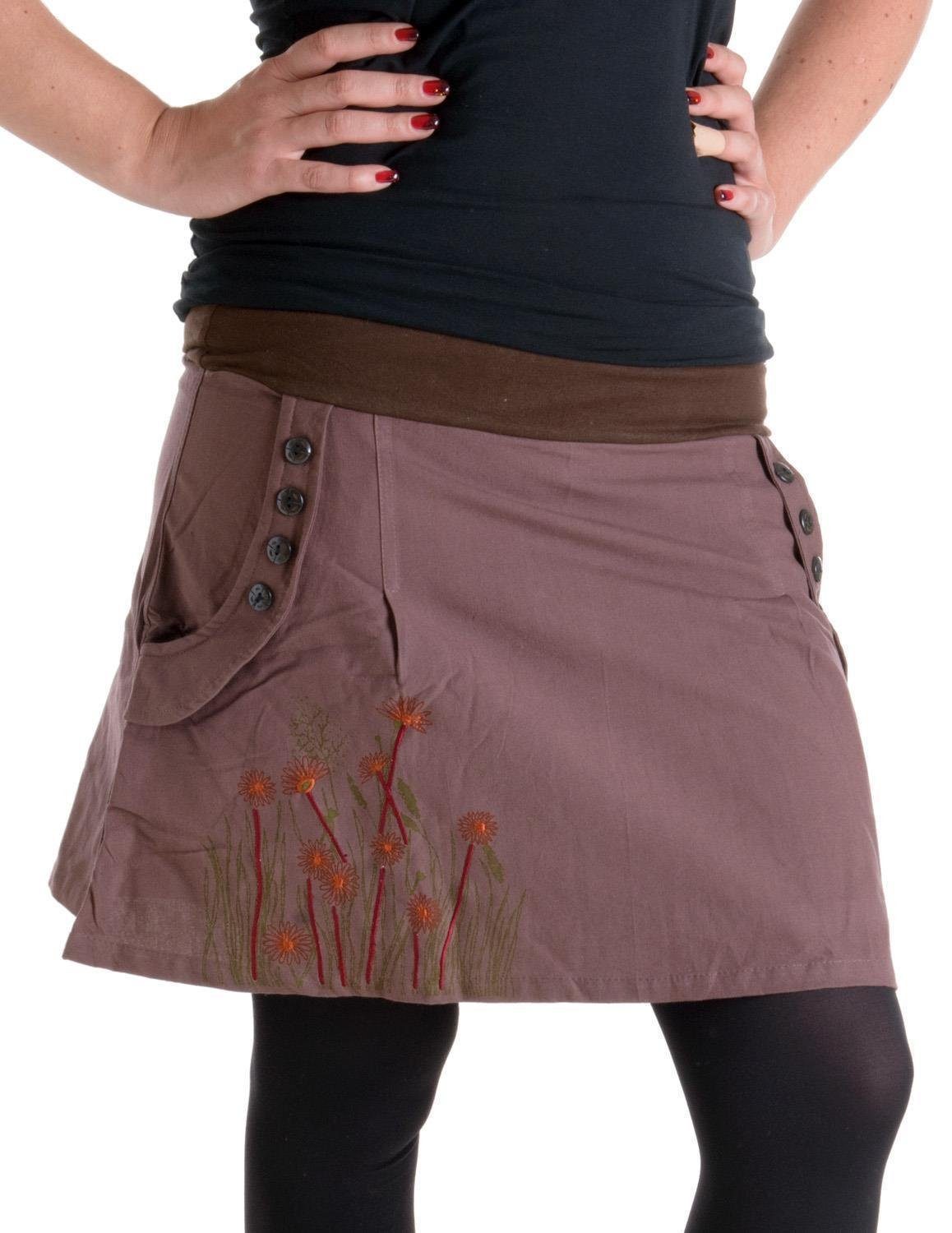 Vishes Minirock Bedruckter und bestickter Baumwollrock günstig online kaufen