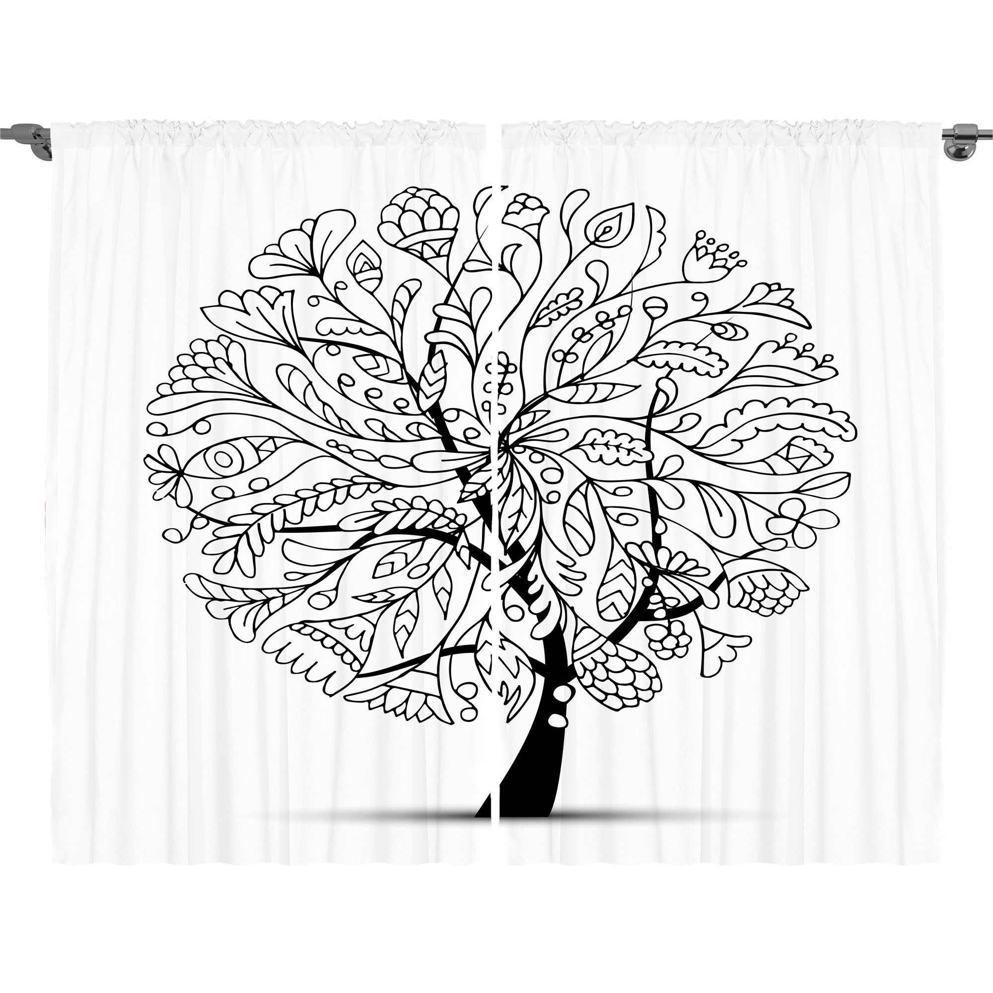 Gardine Schlafzimmer Kräuselband Vorhang mit Schlaufen und Haken
