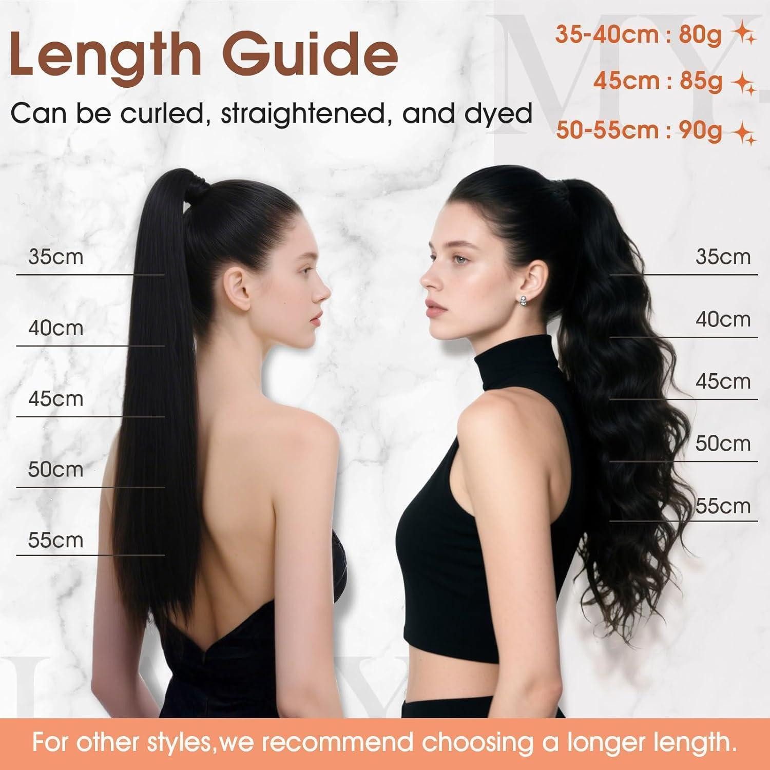 LuxusKollektion Echthaar-Extension Pferdeschwanz Haarverlängerung Echthaar Zopf 40 cm-80g 01 Schwarz