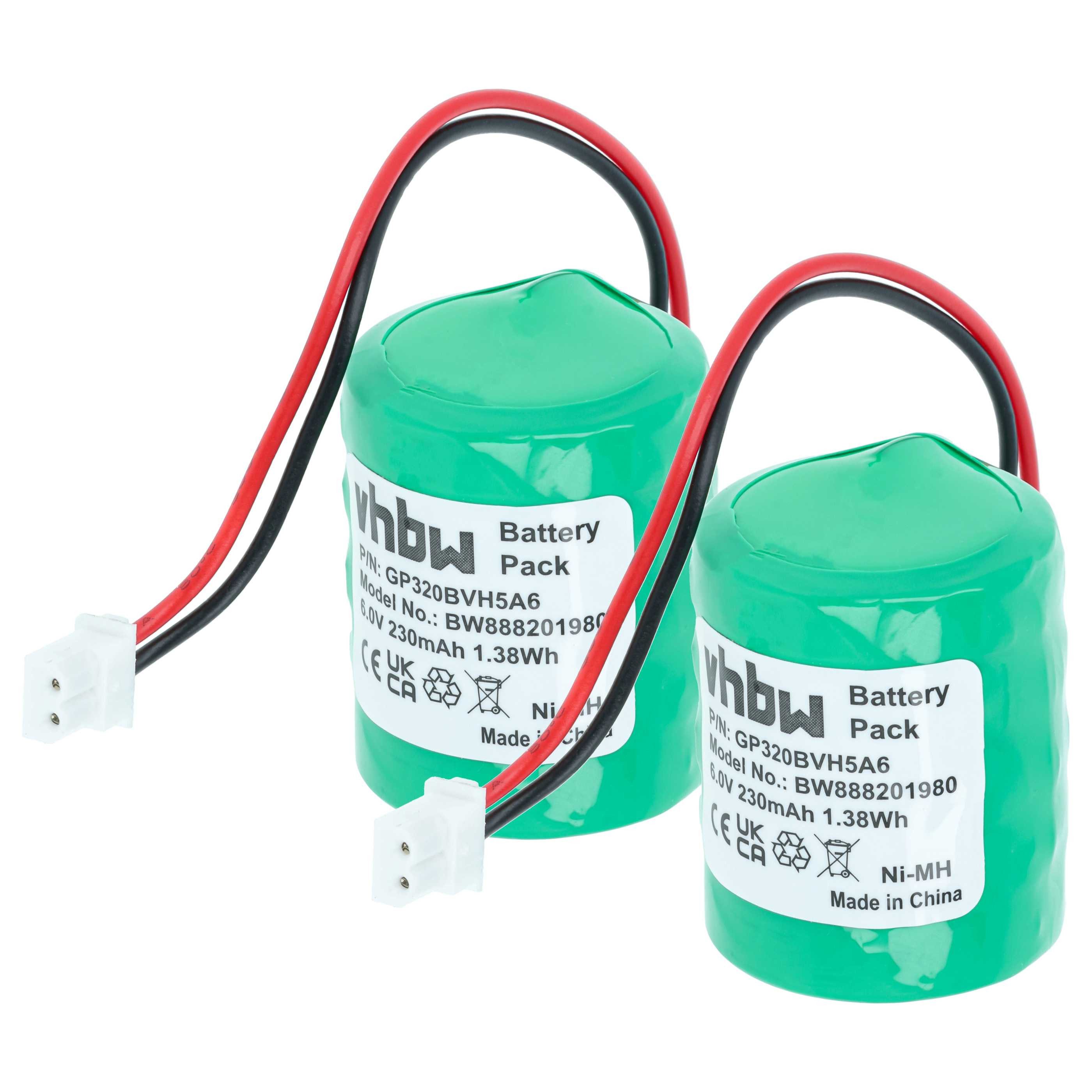 vhbw Akku passend für Honeywell 8EP420, AG6/WB, ADE RESON8, RESON8, HWAG6S, Akku Akku NiMH 230 mAh (6 V, 2 St), Leistungsfähige Austausch-Akkus für Alarm Control, Home Security