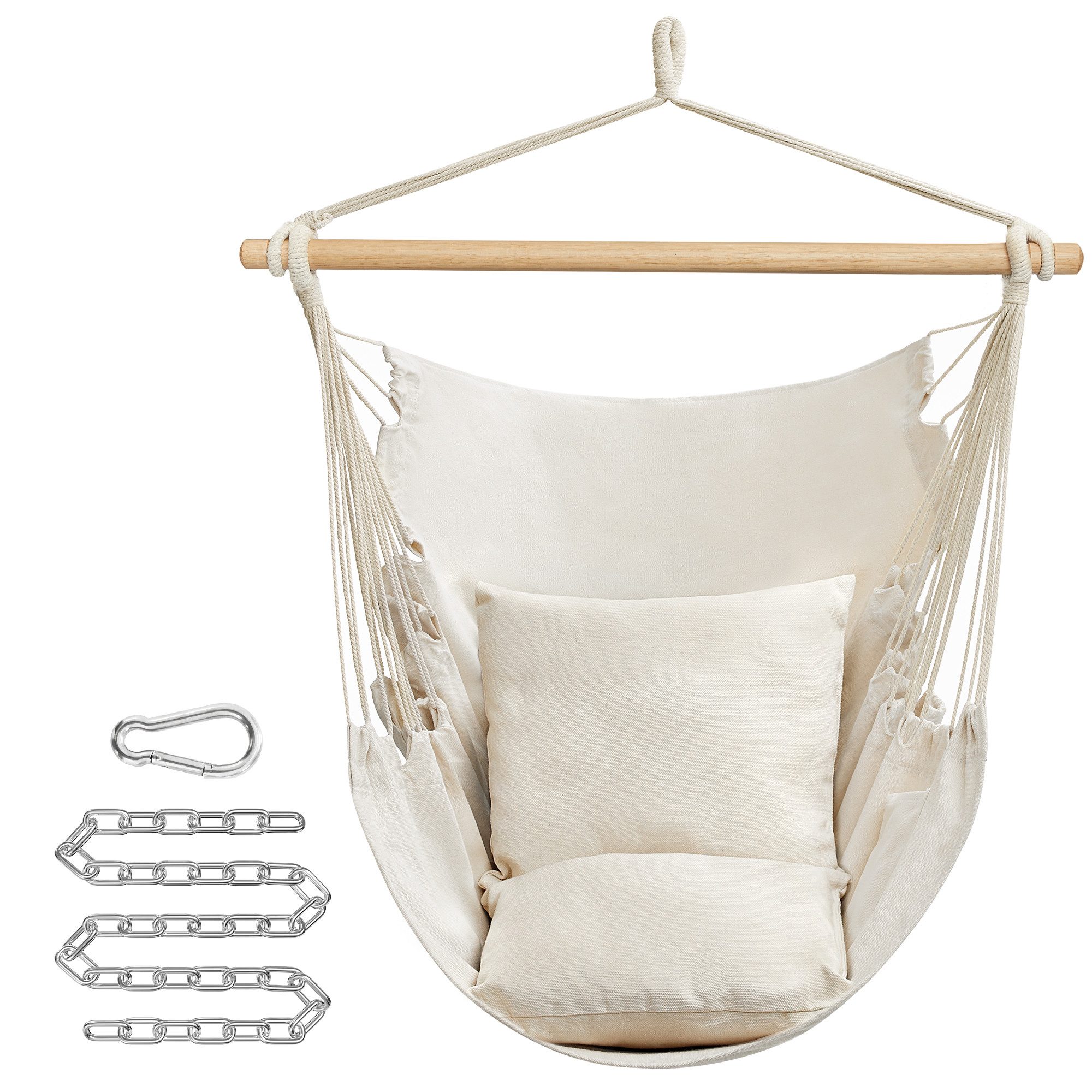 SONGMICS Hängesessel Hängeschaukel mit 2 Kissen, bis 150 kg belastbar, Indoor und Outdoor, Wohnzimmer, Metallkette
