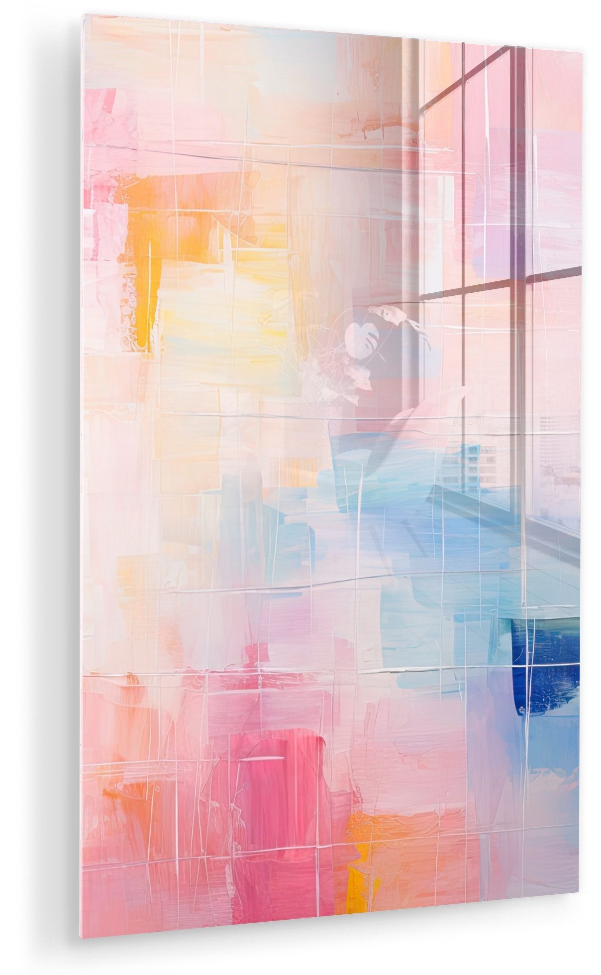 MuchoWow Acrylglasbild Aquarell - Pastell - Abstrakt - Kunst, Inkl. Aufhängung, Dekorative Bild für Küche & Wohnzimmer auf Glas, 20x30 cm