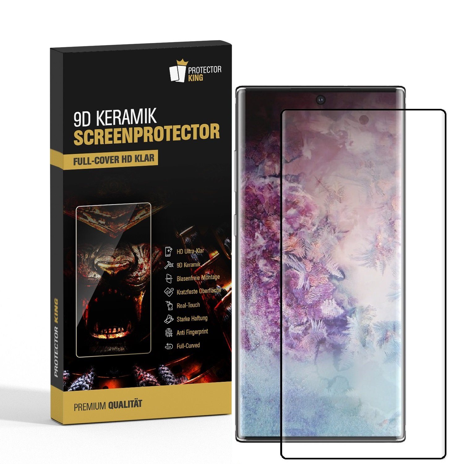 Protectorking Schutzfolie 1x 9D Keramik-Glass für Samsung Galaxy Note 10 Plus FULL COVER 3D, (1-Stück), Anti-Schmutz