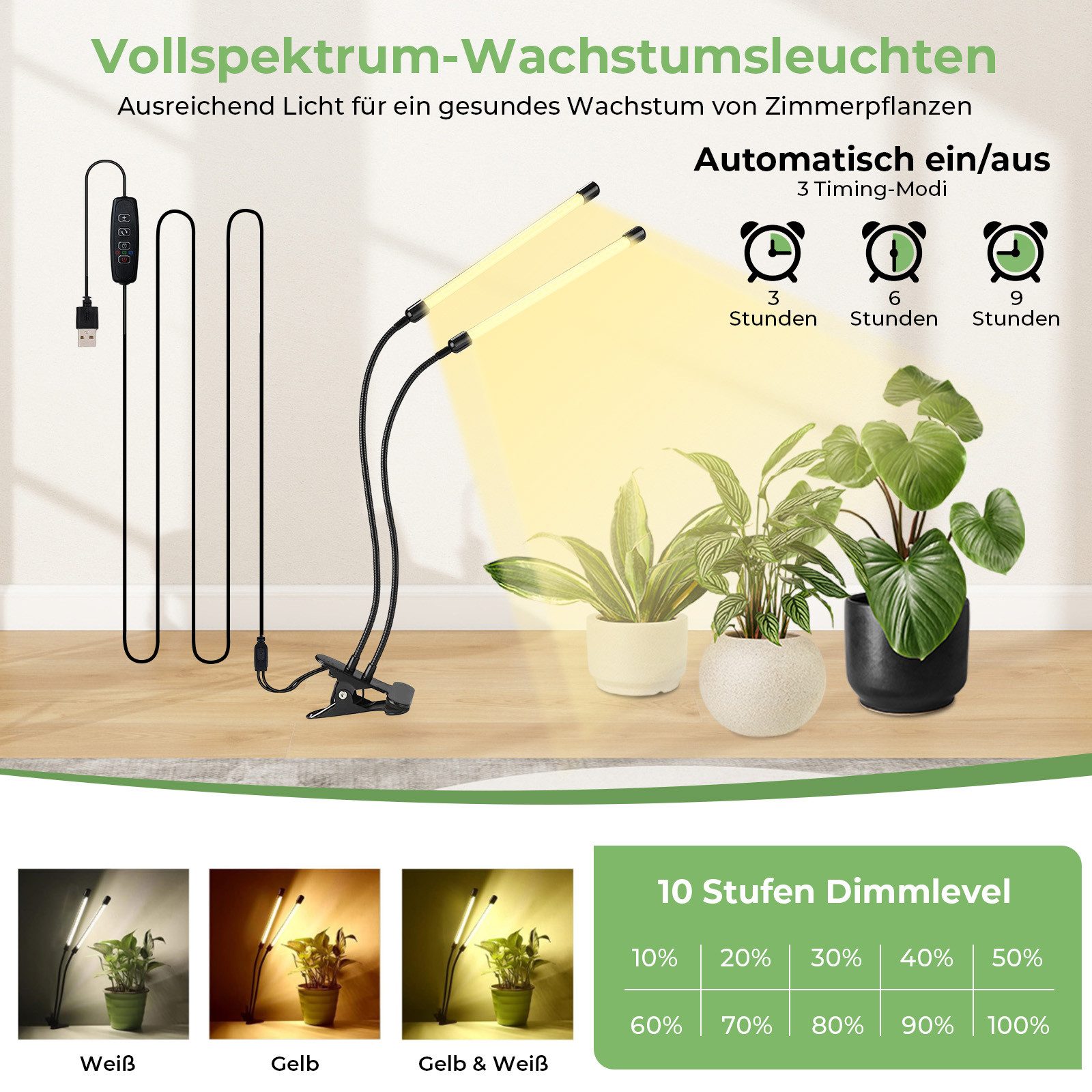Sunicol Pflanzentreppe 6 Etagen Metall Blumenständer mit Pflanzenlicht, mit Abnehmbar Rädern, Halbmondförmiges großes Pflanzentreppe Für Indoor Balkon, 2 Stück