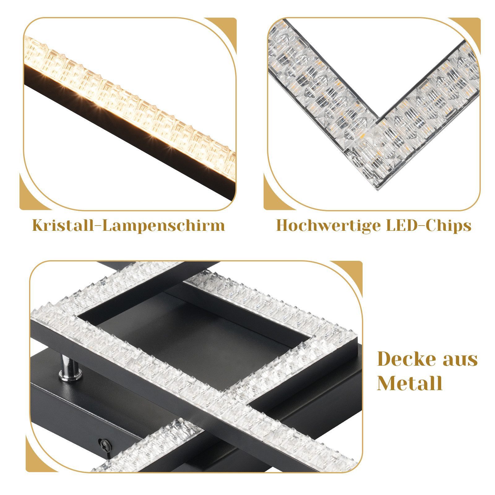 Nettlife LED Deckenleuchte Modern Deckenlampe Wohnzimmerlampe 24W Warmweiss günstig online kaufen