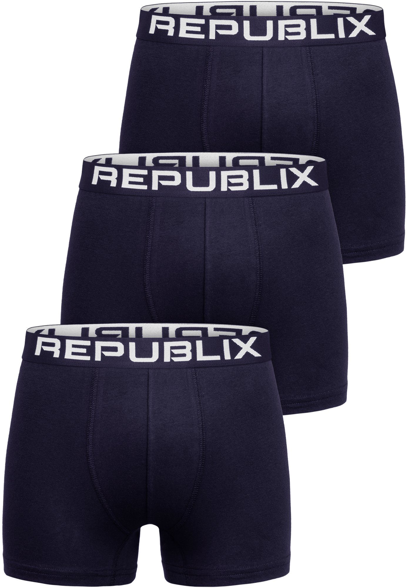 REPUBLIX Boxershorts DON (3er-Pack) Herren Baumwolle Männer Unterhose Unterwäsche Navyblau/Navyblau