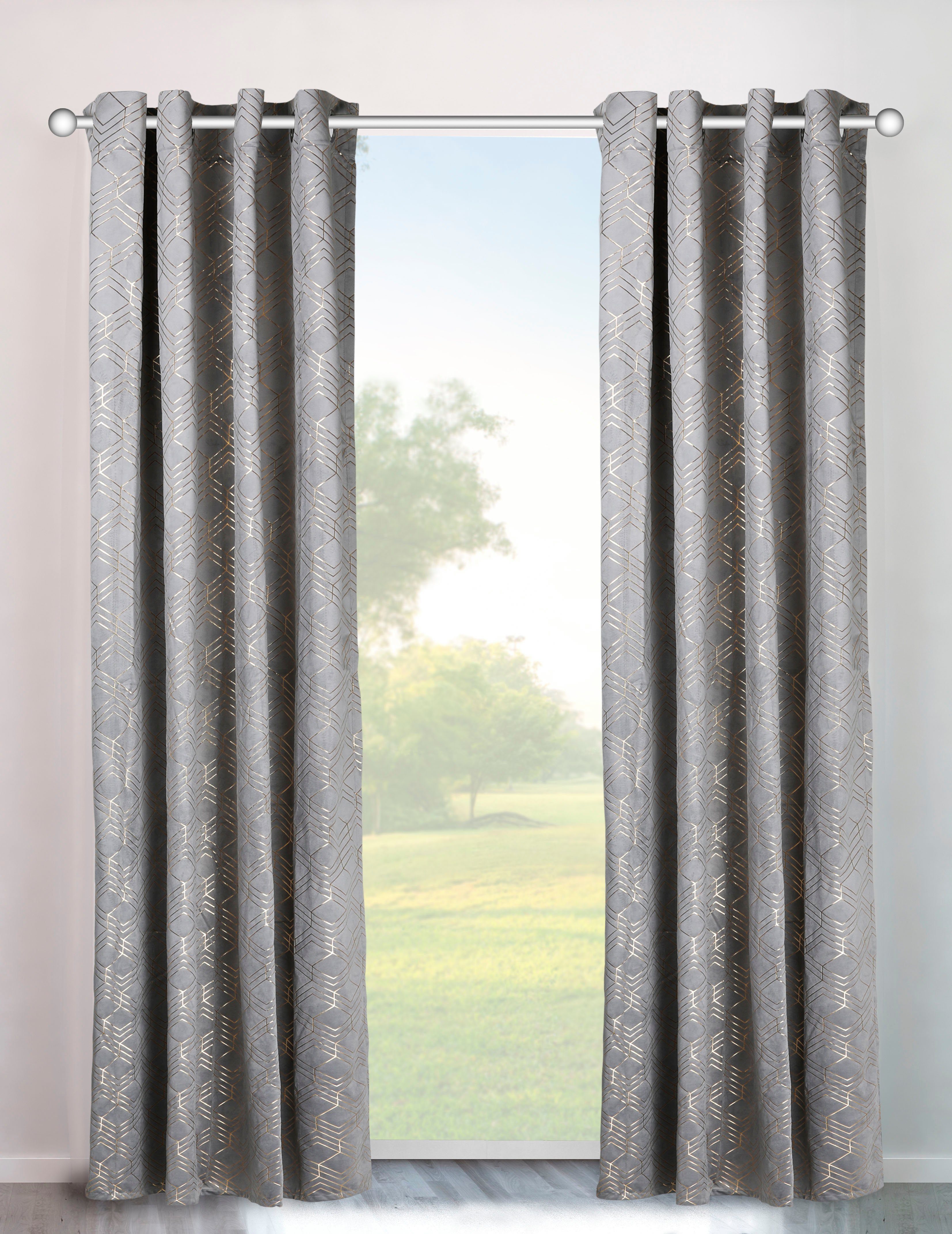 my home Vorhang Velvet Foil (2 St), Ösen, blickdicht, Samt günstig online kaufen