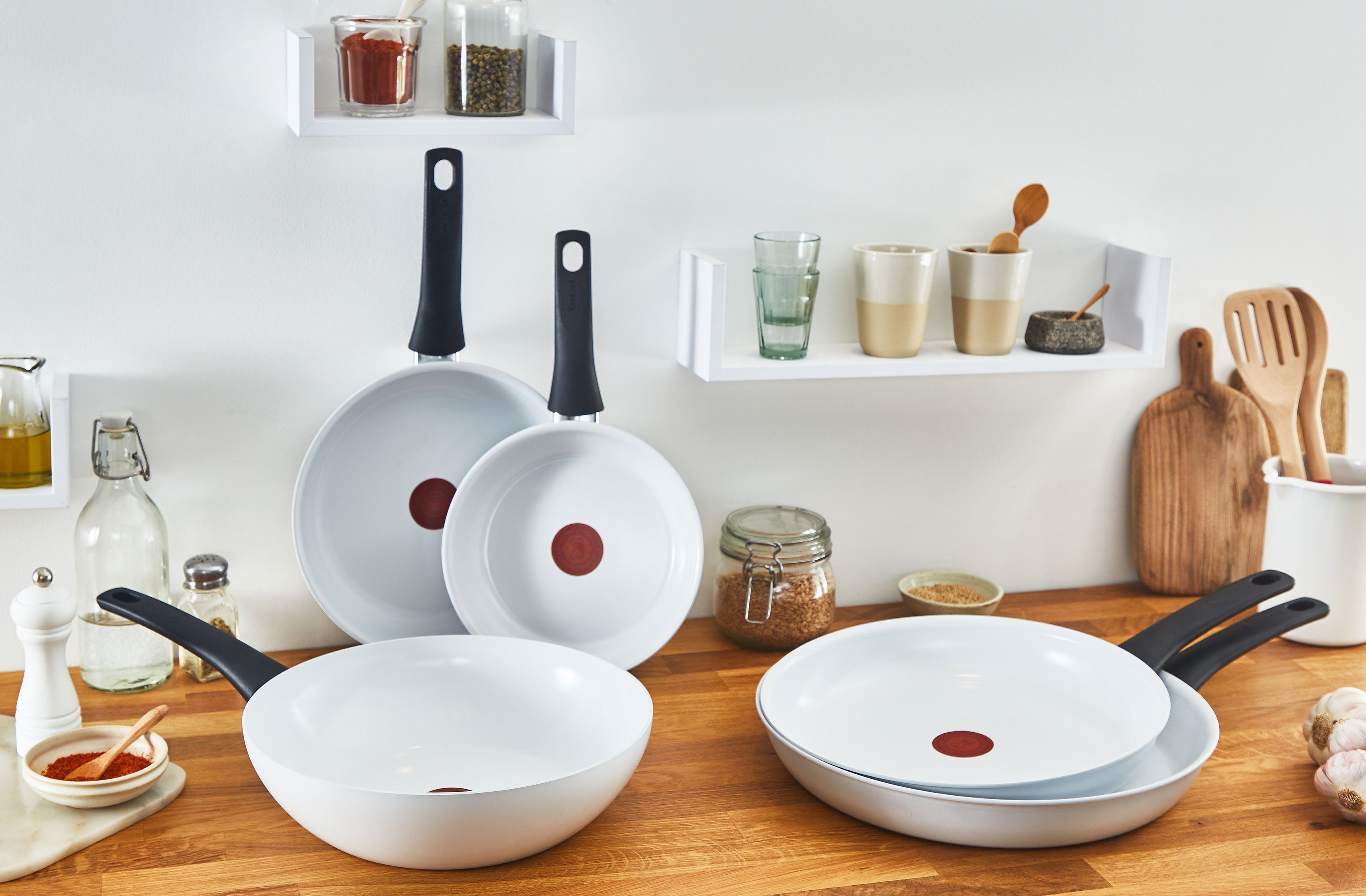 alle Tefal Ceramic (1-tlg), Herdarten,Induktion Wok C41719 Keramikversiegelung, Control, Thermo-Signal, Sichere Aluminium