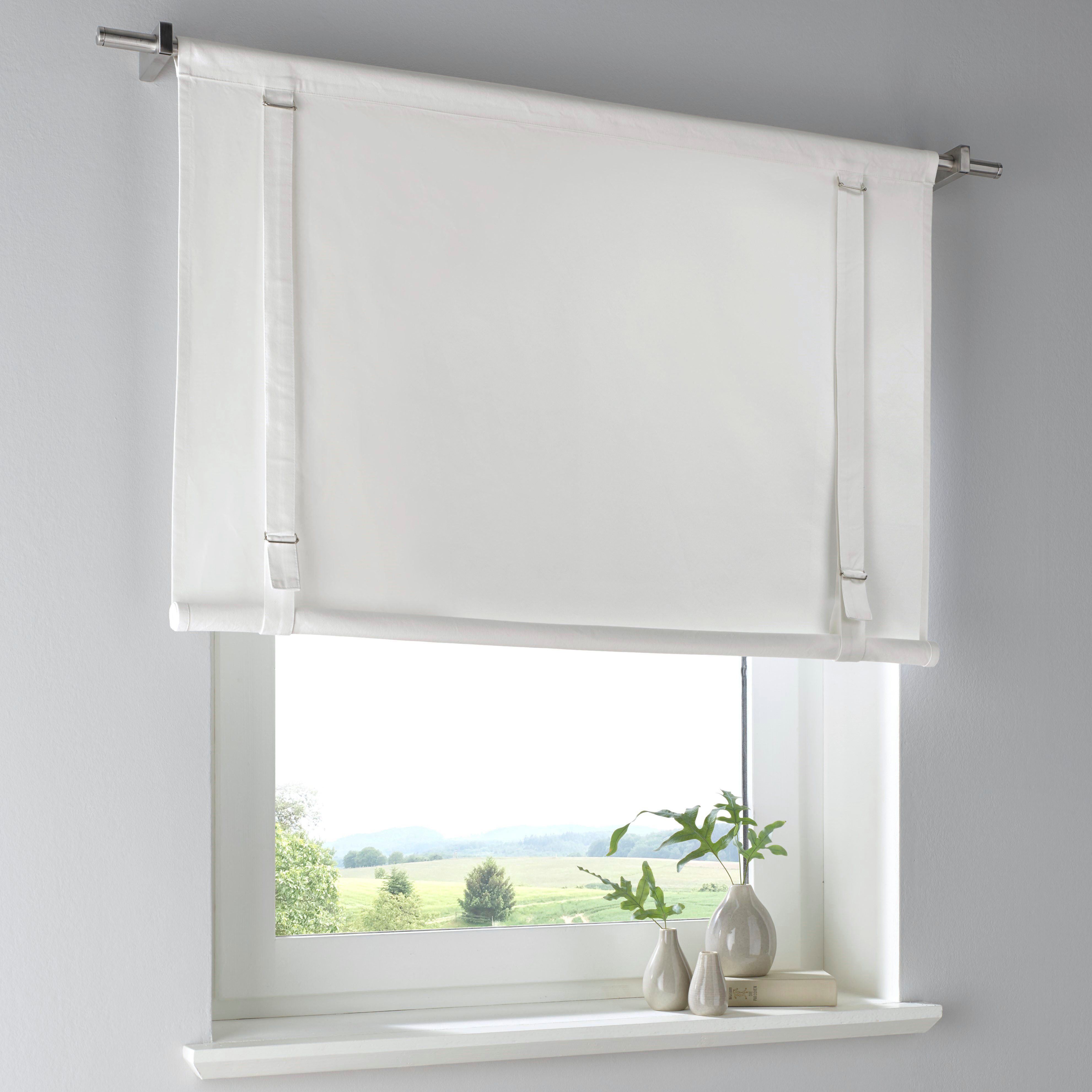 Kutti Raffrollo Tim, mit Stangendurchzug, freihängend, Baumwolle weiß Raffg günstig online kaufen