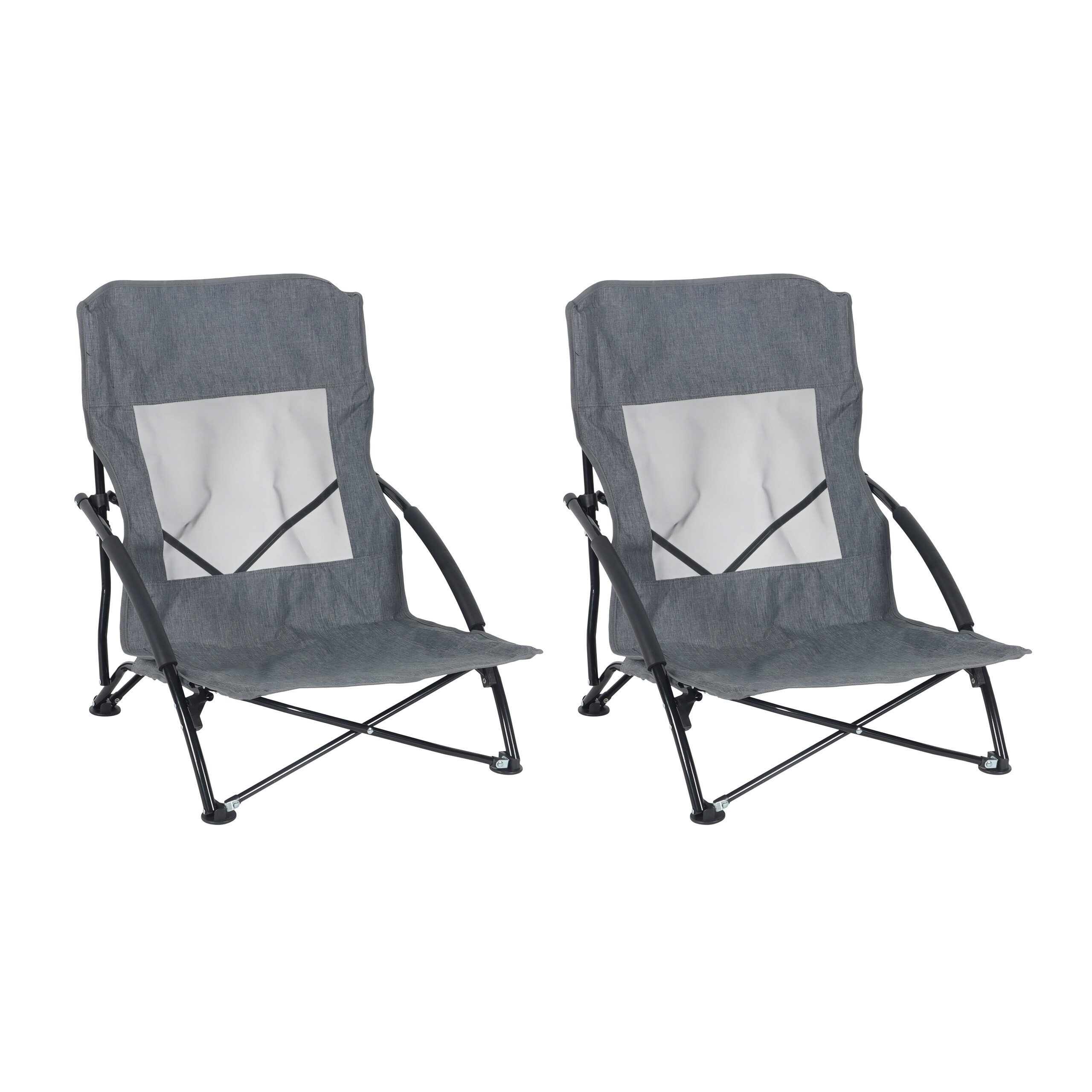 relaxdays Campingstuhl Faltbarer Strandstuhl im 2er Set, grau