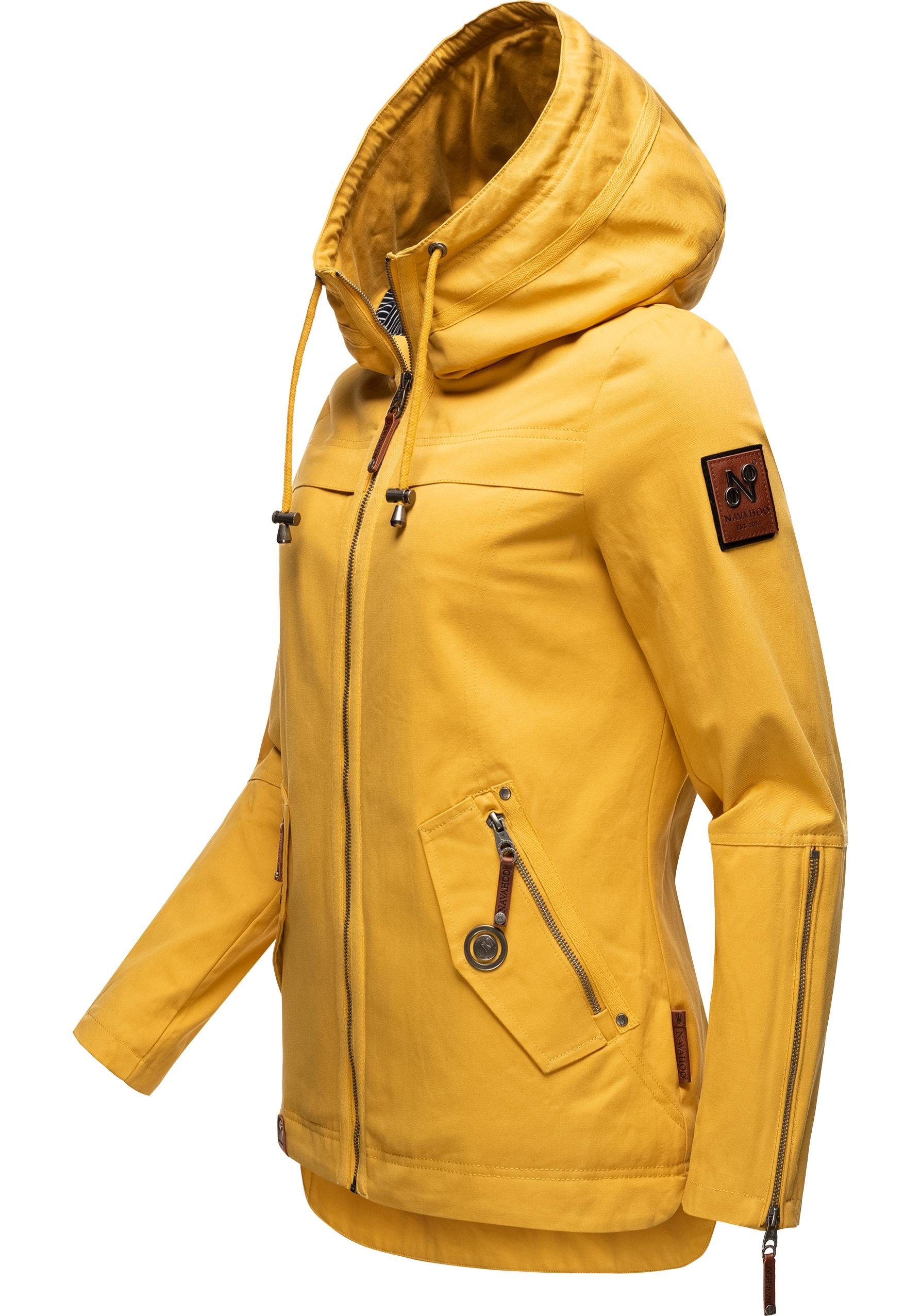gelb Übergangsparka Damen Outdoorjacke Baumwolle Navahoo moderner Kapuze mit Wekoo aus