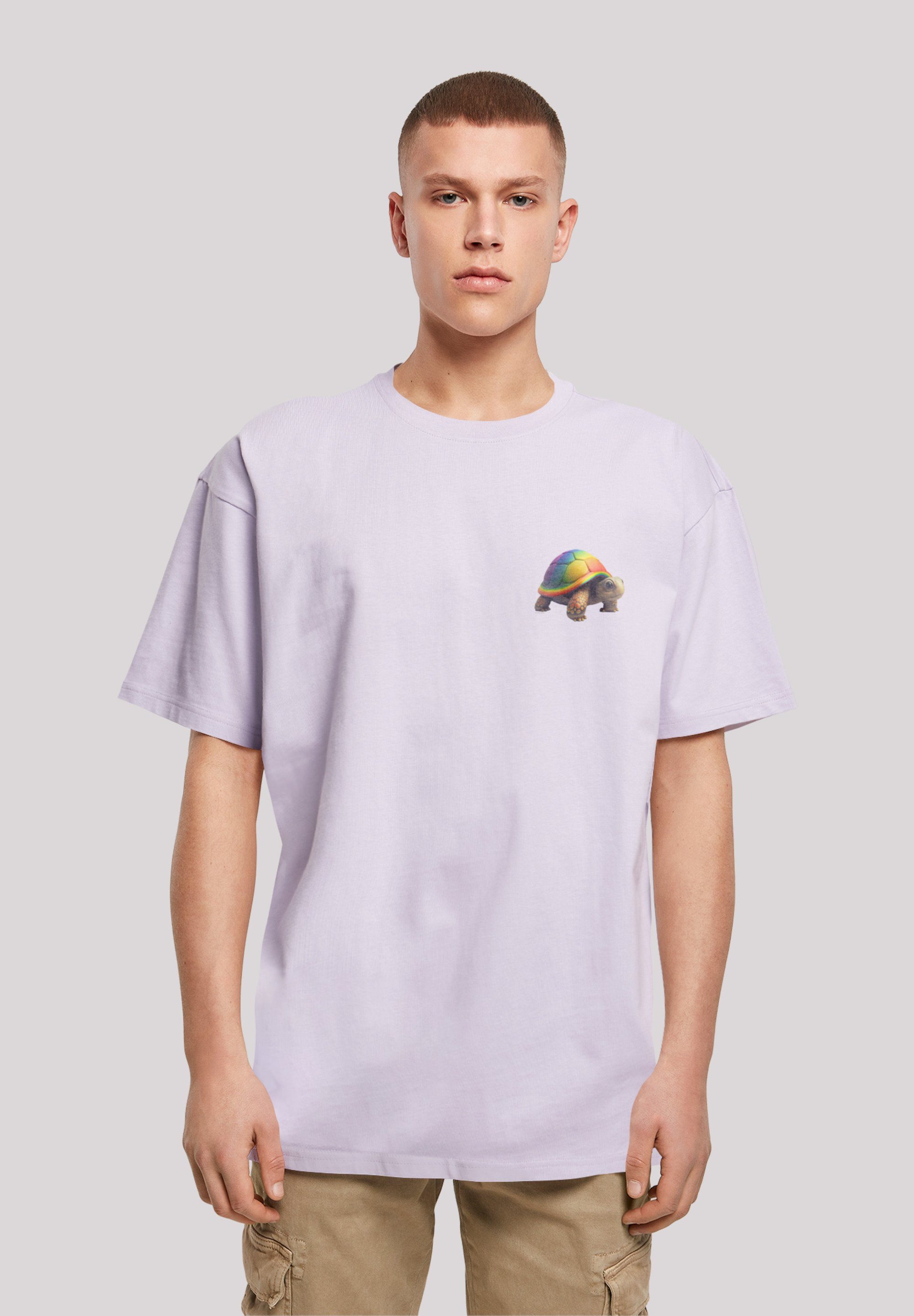 F4NT4STIC T-Shirt Rainbow Turtle OVERSIZE TEE Print lilac
