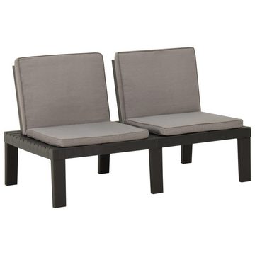 vidaXL Gartenlounge-Set 3-tlg. Garten-Lounge-Set mit Kissen Kunststoff Grau, (3-tlg)