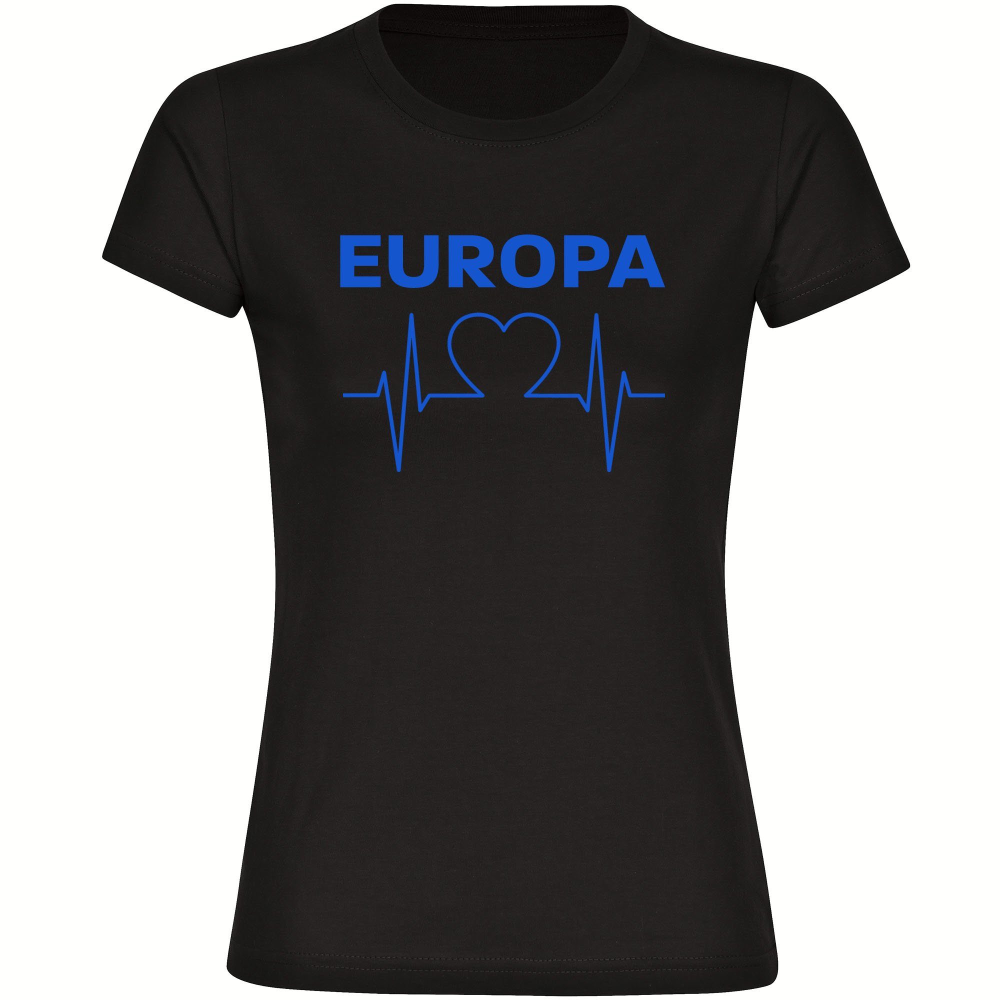 multifanshop T-Shirt Damen Europa - Herzschlag - Frauen