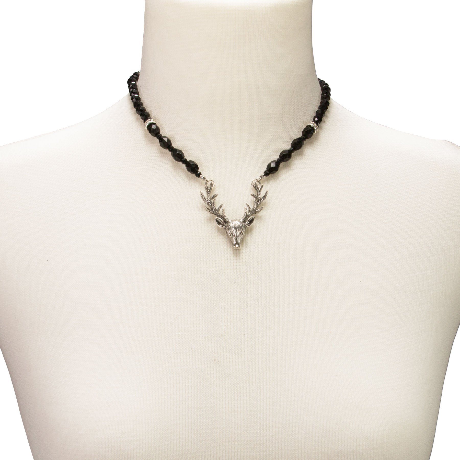Alpenflüstern Collier Trachten-Perlen-Kropfkette Trachtenherz (schwarz), - elegante Trachtenkette - nostalgischer Damen-Trachtenschmuck, Dirndl – Bild 4 von 4