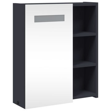 vidaXL Badezimmerspiegelschrank Spiegelschrank mit LED-Beleuchtung Grau 45x13x52 cm (1-St)