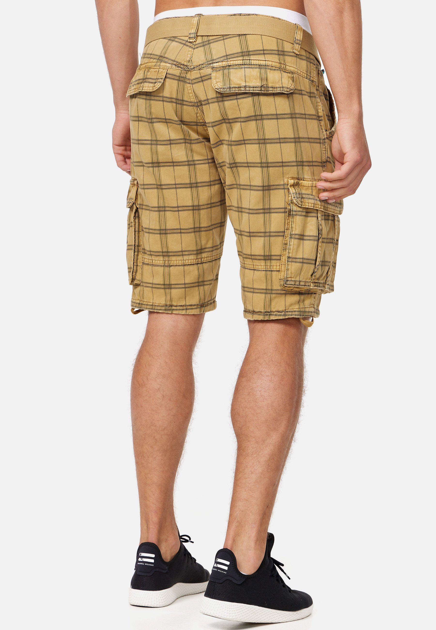 Indicode Cargoshorts Herren Monroe Cargo Cargo Shorts Herrenshorts mit 6 Taschen inkl. Gürtel