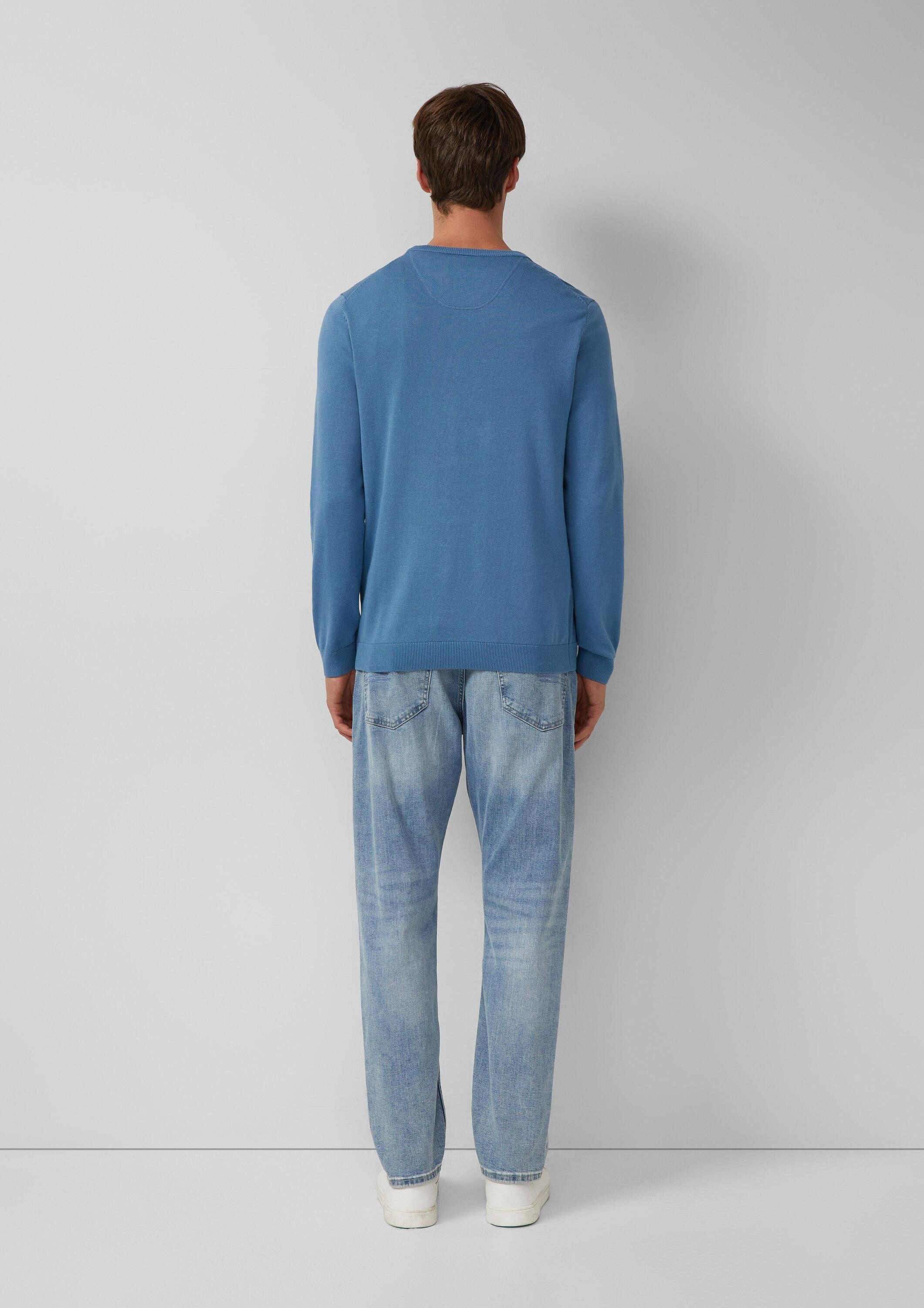 s.Oliver Longpullover Strickpullover Baumwollpullover mit Logo-Stickerei