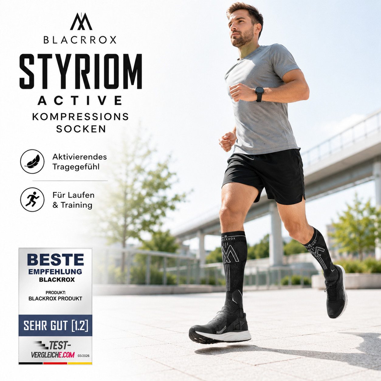 BLACKROX Kompressionsstrümpfe [Vergleichssieger 2026] BLACKROX STYRIOM ACTIVE Kompressionsstrümpfe – Bild 3 von 5