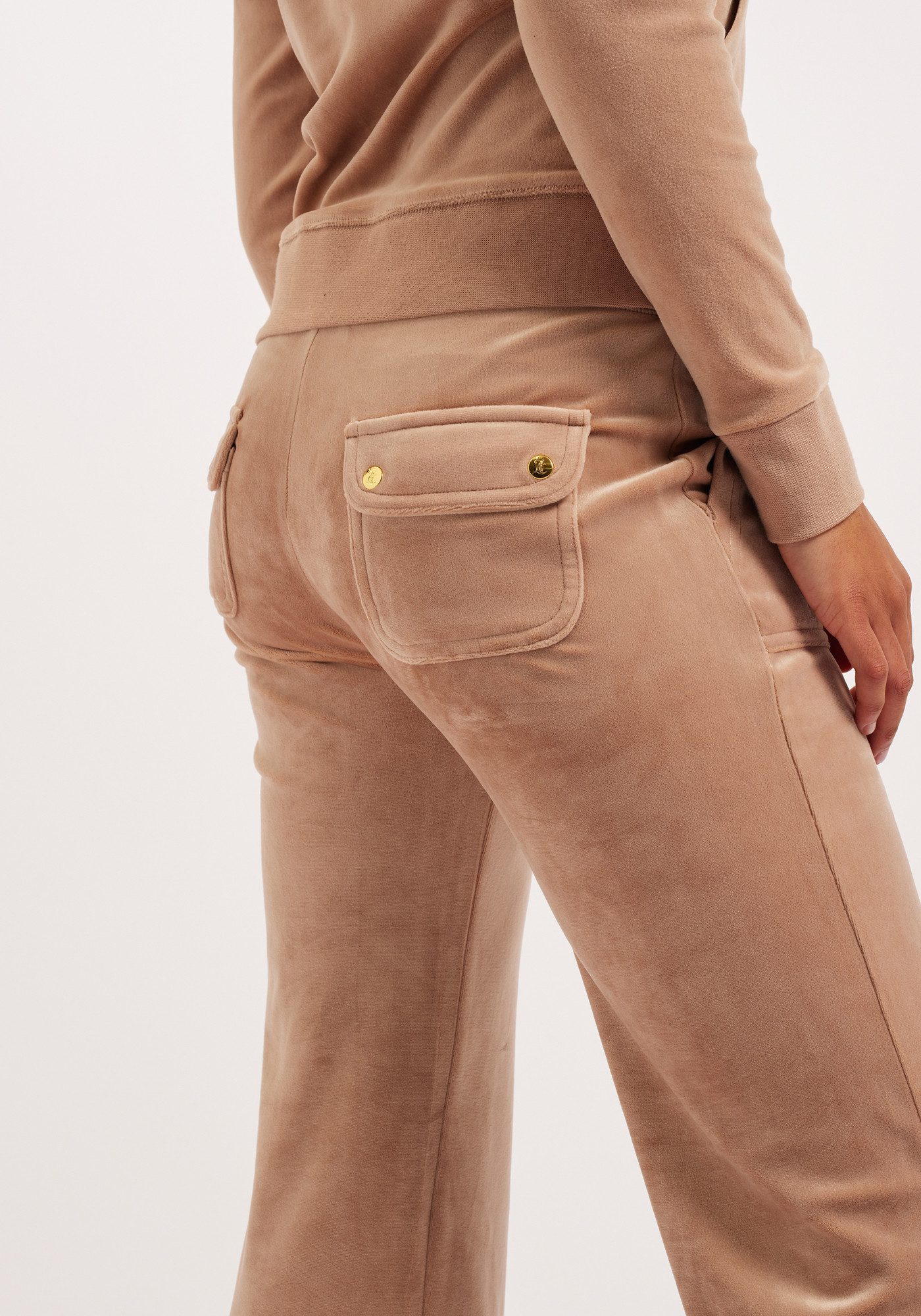Juicy Couture Sweathose DEL RAY TRACKPANT GOLD HARDWARE Damen Trainingshose Damen, Sweathose, Velour, Jogginghose mit Glitzer, Sale