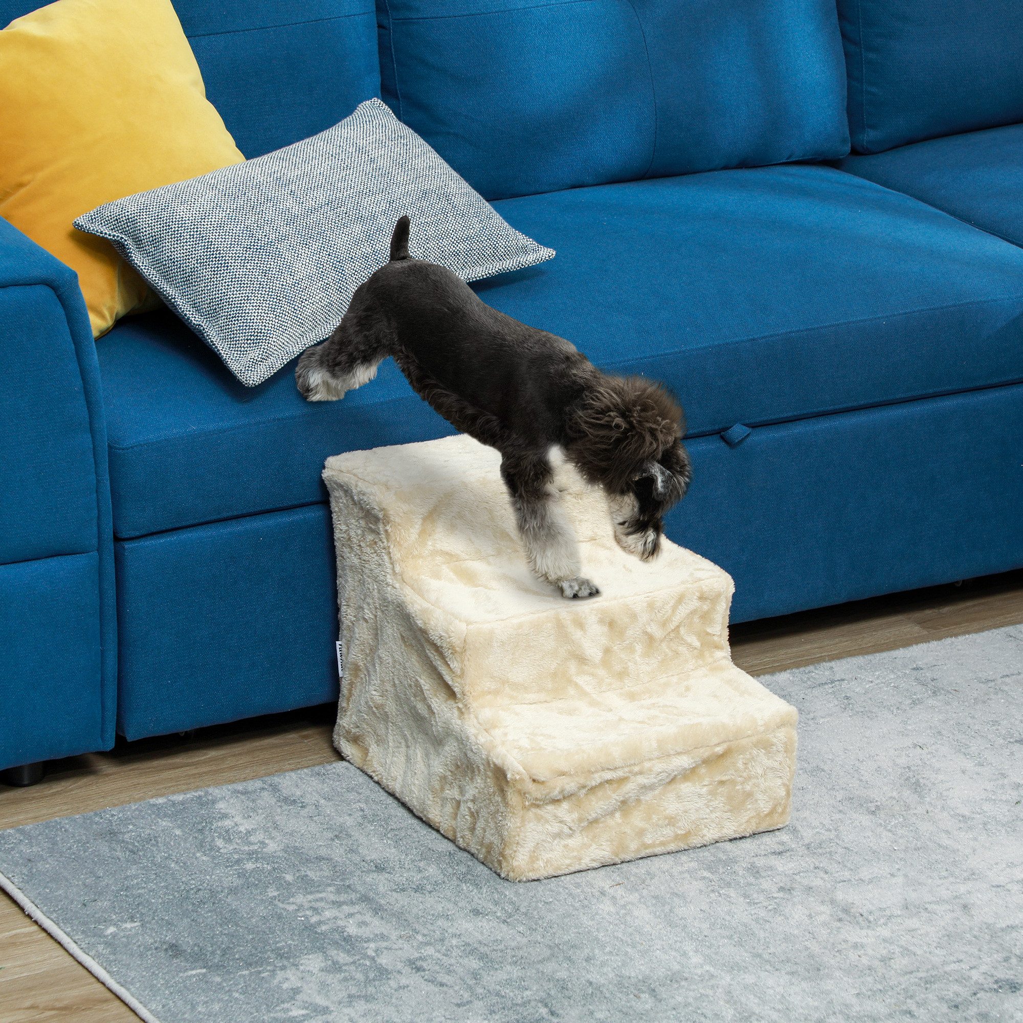 furnicato Hunderampe Faltbare Haustiertreppe 3 Stufen 46x35x35 cm Beige (1-St)