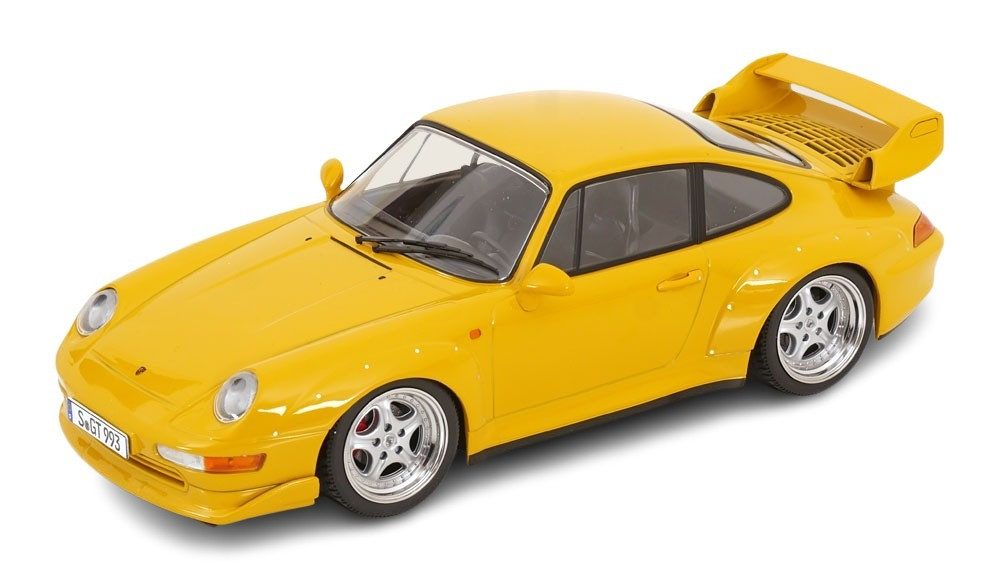 KK Scale Modellauto Porsche 911 (993) GT2 Speedline Felgen 1996 gelb, Maßstab 1:18