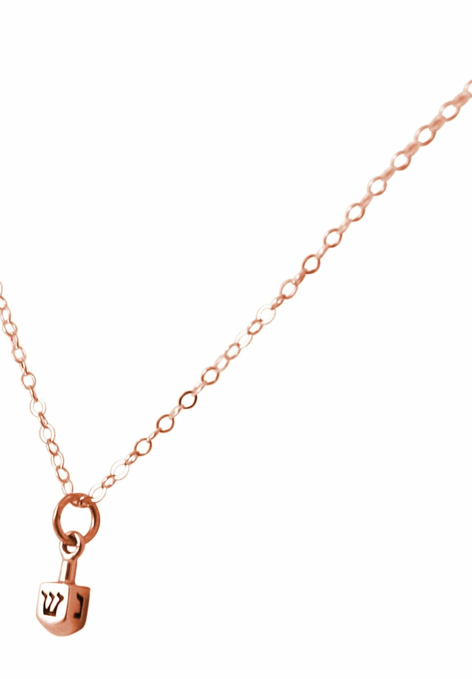 Kette gold Dreidel rose coloured Gemshine Anhänger Chanukka Kreisel Spiel mit Jüdischer