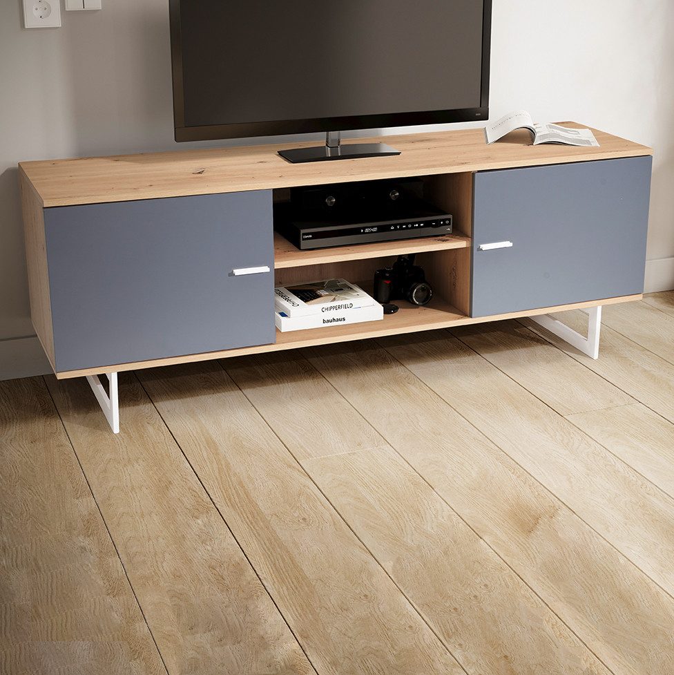 FINEBUY Lowboard FB56088 (Eiche-Dekor Grau, zwei günstig online kaufen