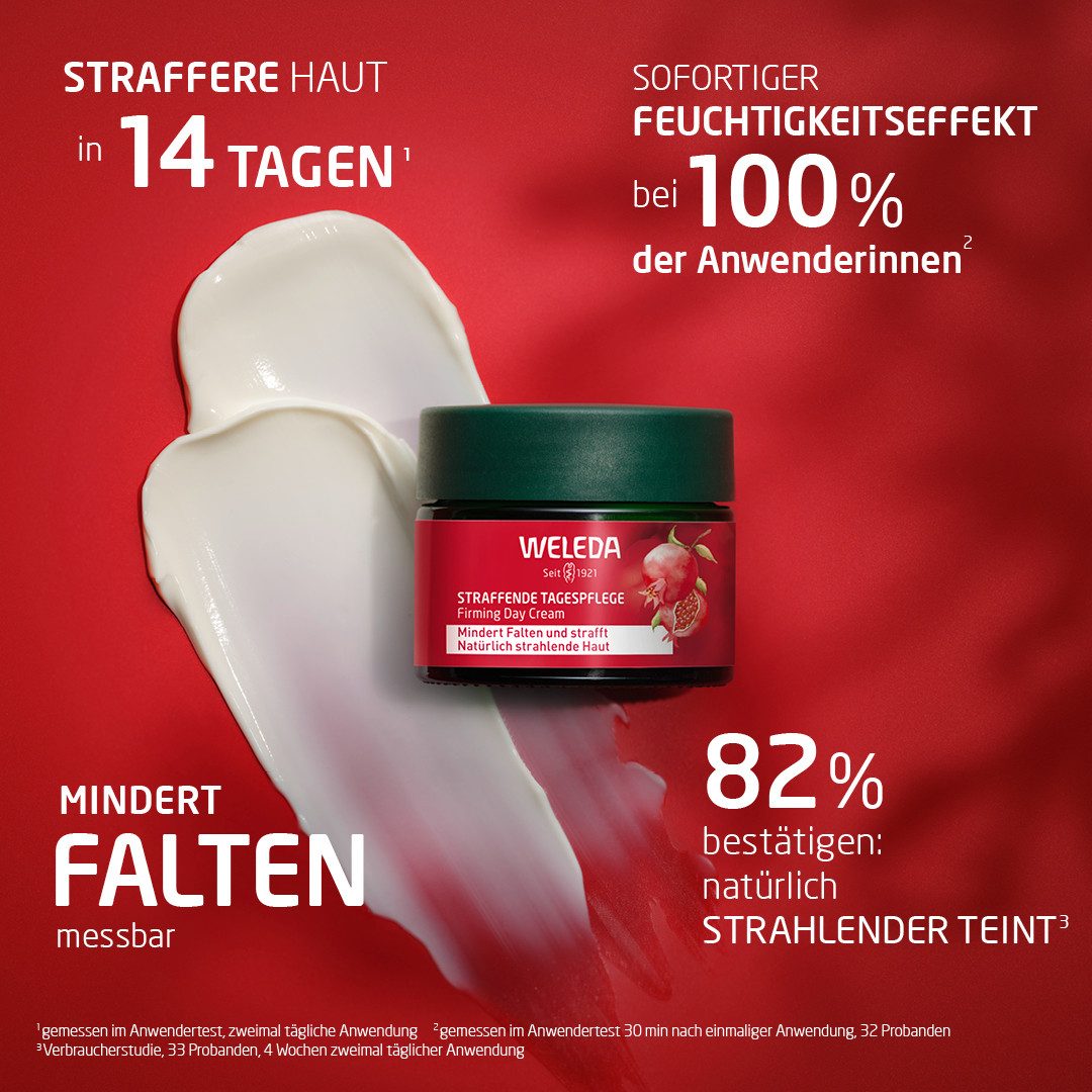 WELEDA Tagescreme STRAFFENDE TAGEPFLEGE GRANATAPFEL & MACA-PEPTIDE, mindert Falten & strafft, stärkt die natürliche Ausstrahlung der Haut