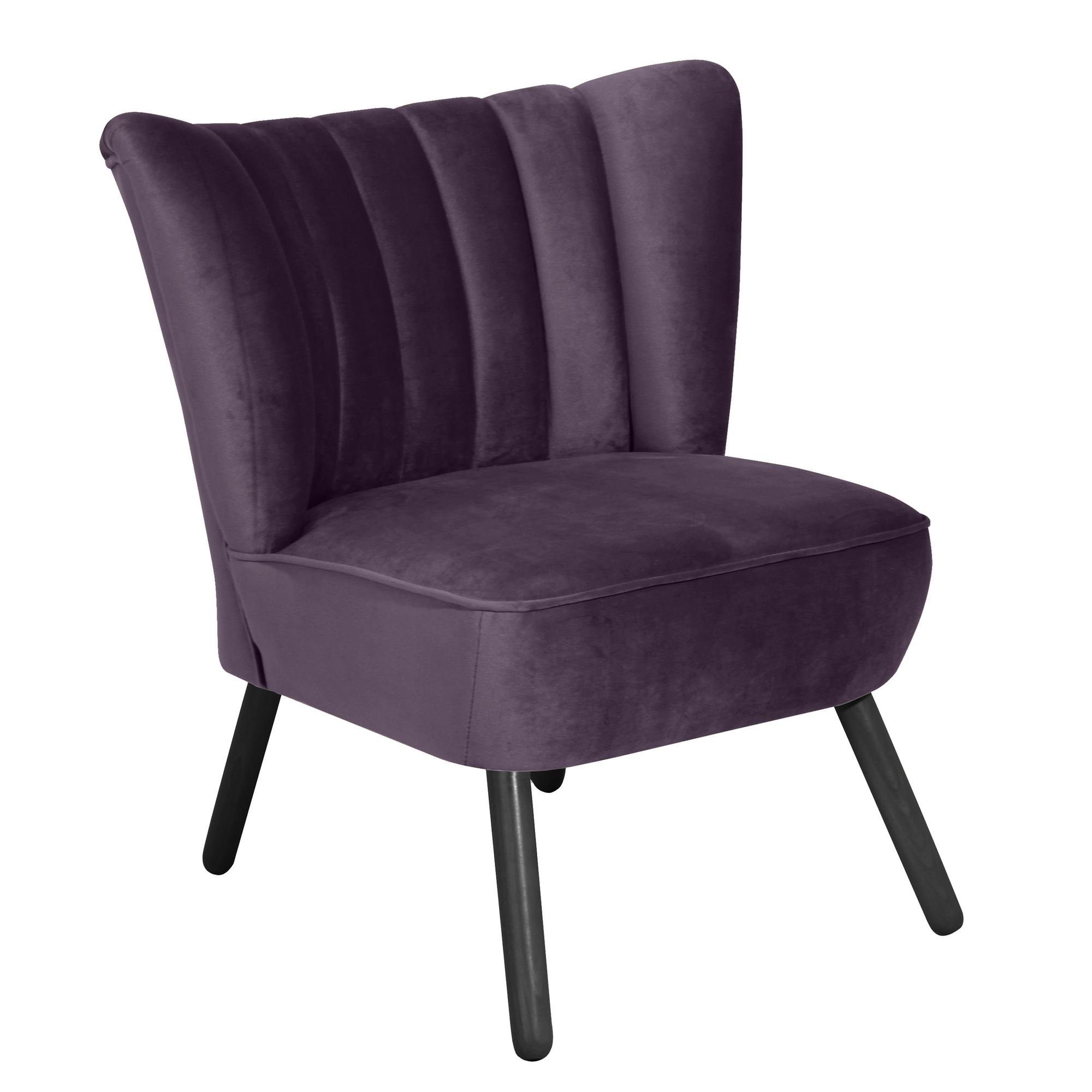 Sessel (Sparpreis Sessel 21120 / 1-St), Bezug lackiert purple Samtvelours Versand, Kostenlosem Kadisha aufm verarbeitet,bequemer Buche 58 Sitz schwarz Kessel hochwertig inkl.