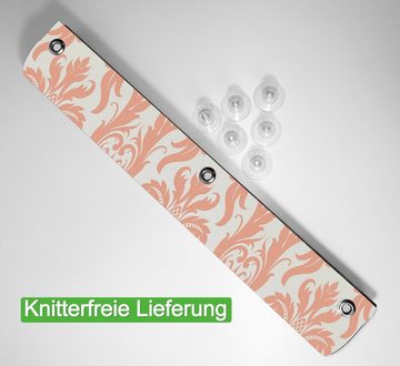 Sonnenschutz Königliche Schnörkelei in weiß und orange, Wallario, blickdicht, mit Saugnäpfen, wiederablösbar und wiederverwendbar