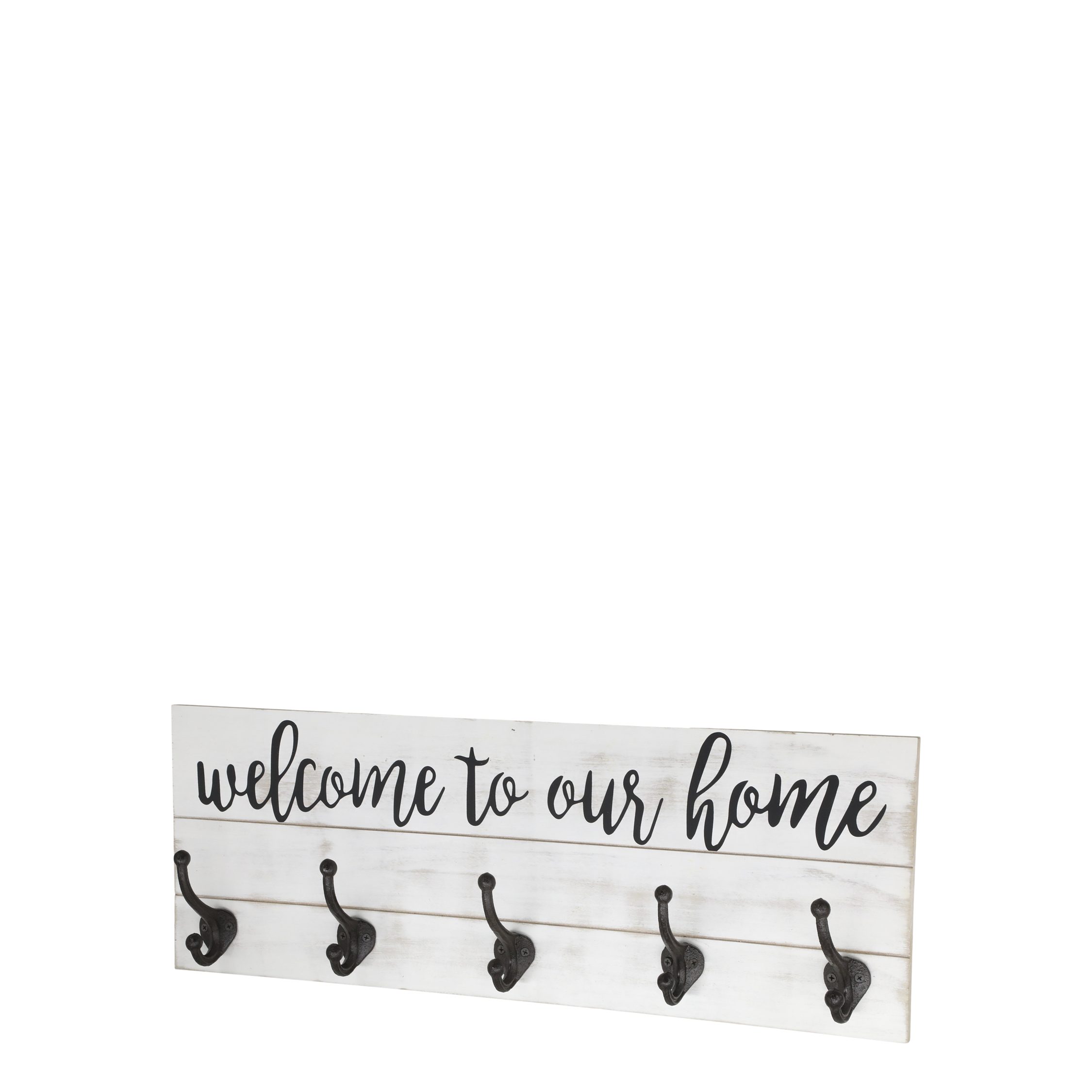 Chic Antique Garderobenpaneel Garderobe mit Haken Kleiderhakenbrett Welcome to our home Vintage (1 St)