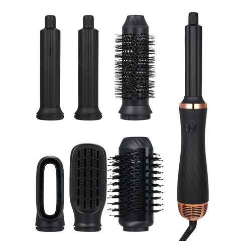 Tidyard Warmluftbürste Haarstyling-Set, 6 in 1, Haarkamm, Lockenwickler, Stylerbürst mit Haartrockner Rundbürstenföhn Airflow Lockenstab