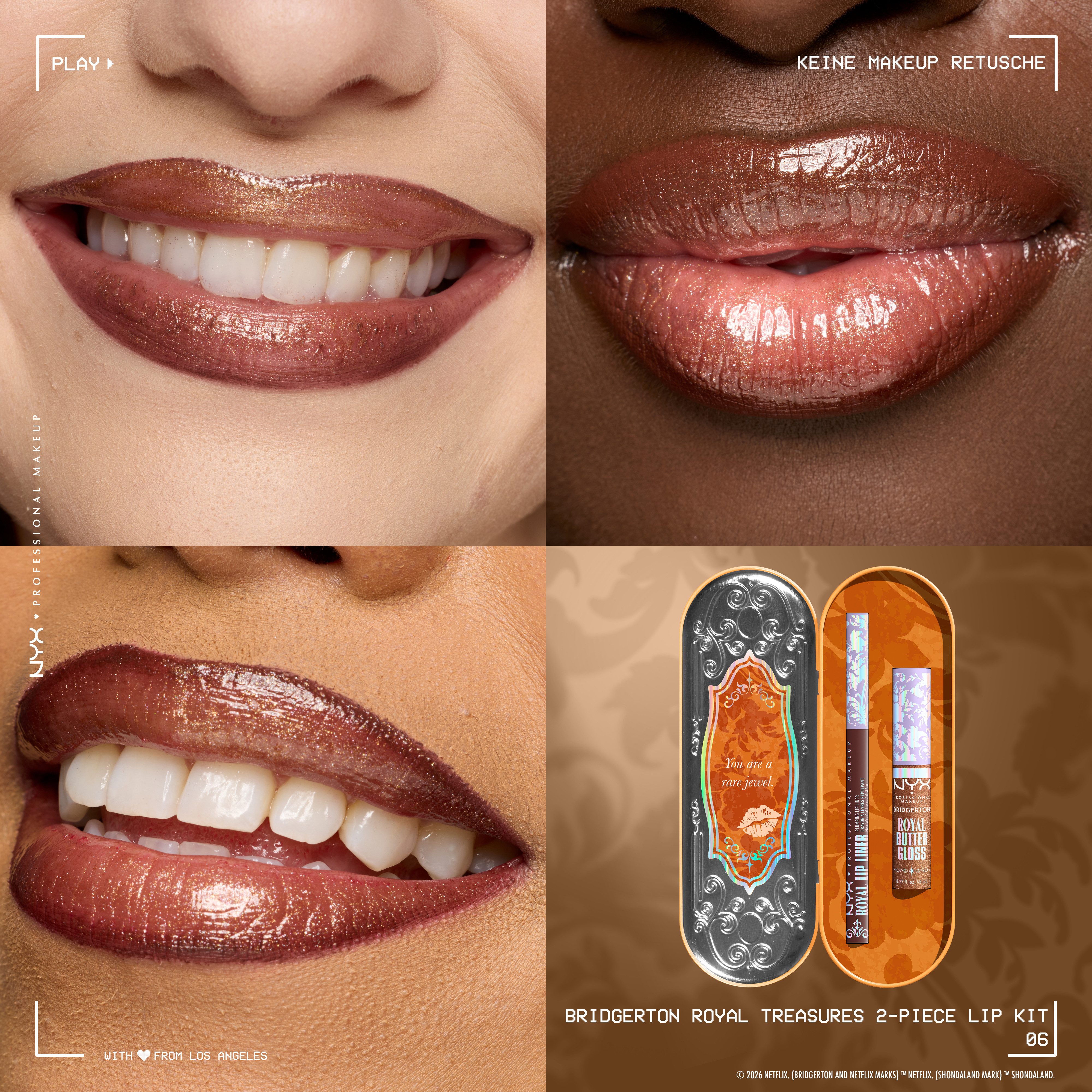 NYX PROFESSIONAL MAKEUP Schmink-Set BRIDGERTON ROYAL TREASURES LIP KIT, 2-tlg., Royal Butter Gloss und Royal Lip Liner – Bild 3 von 5