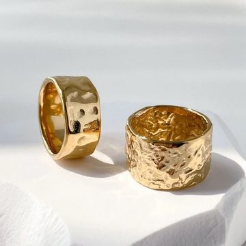 ROUGEMONT Goldring Extravaganter Goldring Statement Damen Ring gehämmert