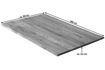 Junado® Arbeitsplatte Richard, aus Wildeiche massiv + naturfarben + lackiert, Baumkanten-Platte für