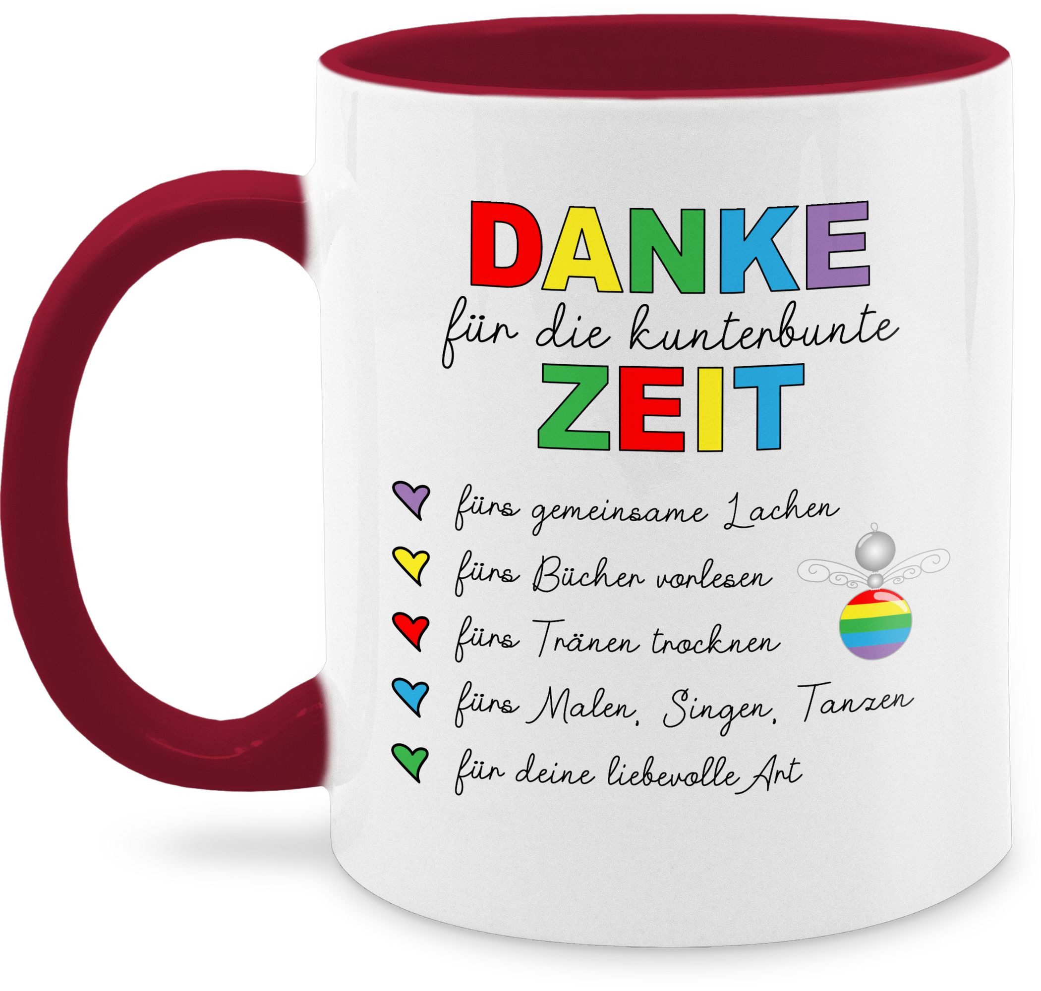 Shirtracer Tasse Danke für die kunterbunte Zeit, Abschiedsgeschenk Erzieherin, Erzieh, Keramik, Erzieher