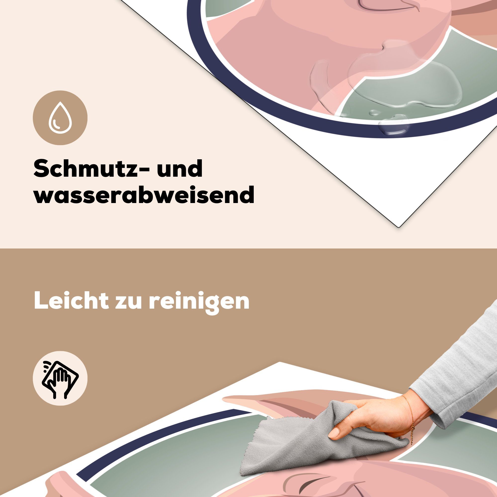 MuchoWow Illustration Herdblende-/Abdeckplatte Arbeitsplatte tlg), - küche cm, Schweine (1 Vinyl, - 78x78 für Fröhlich, Ceranfeldabdeckung,