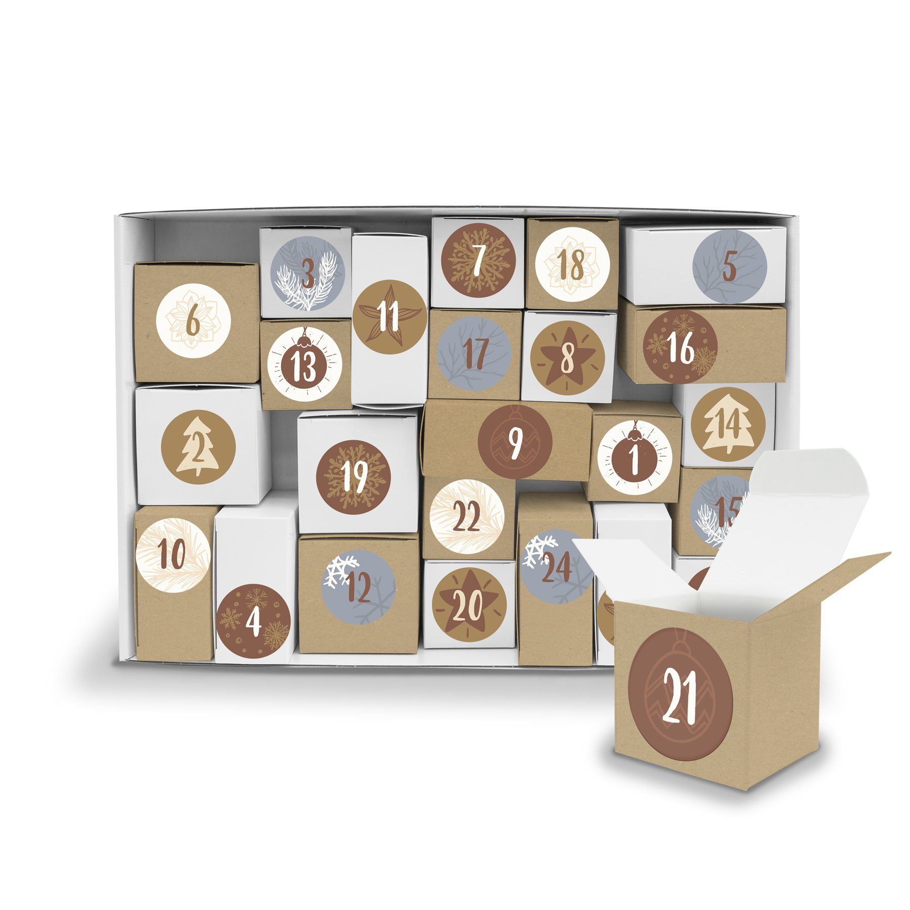 itenga befüllbarer Adventskalender Adventskalender Komplettset zum Füllen und Aufstellen + Sticker V12 Z