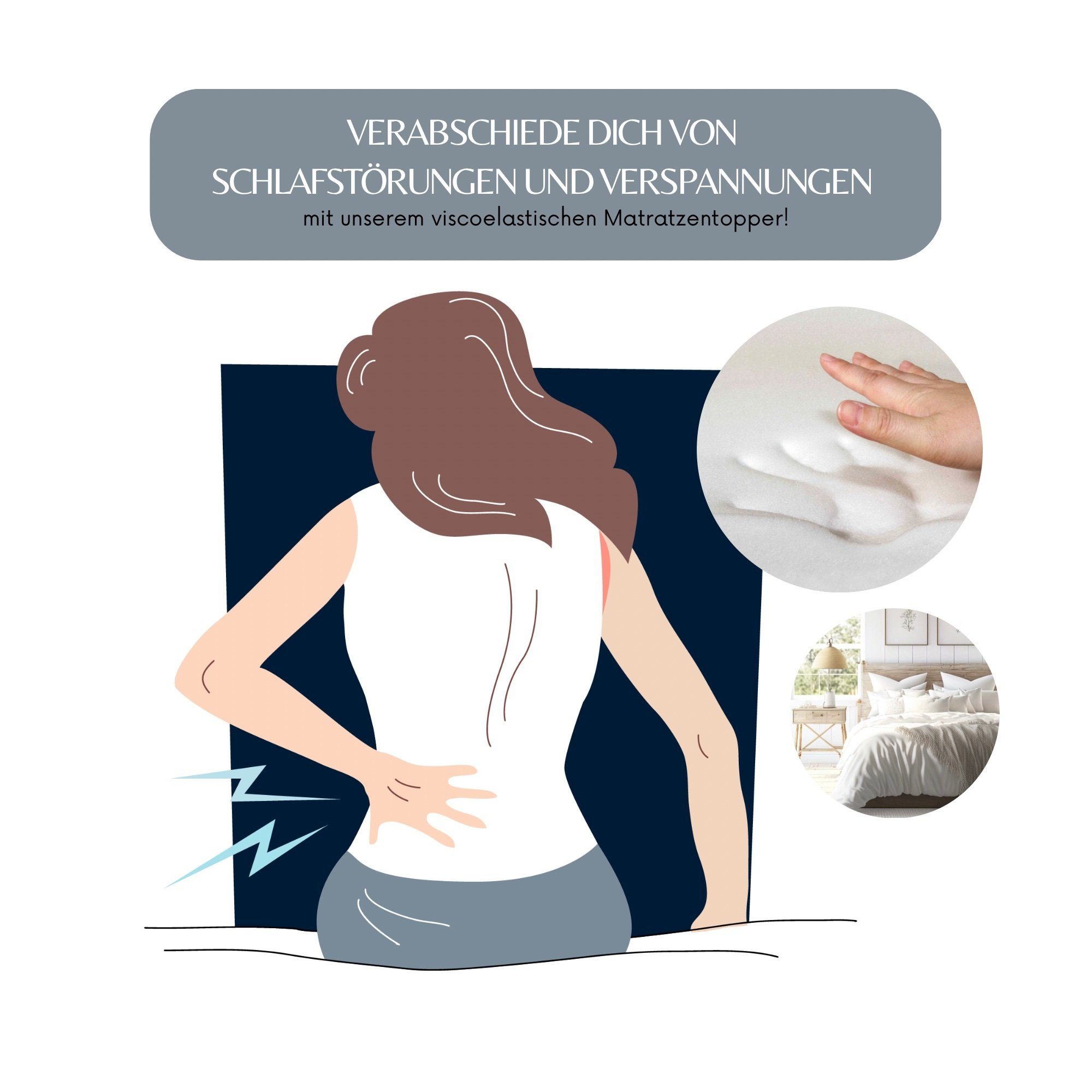 MSS e.K., Topper Viscoelastische Matratzenauflage ohne Bezug, 5 cm hoch, viscoelastischer Schaum, Made in Germany