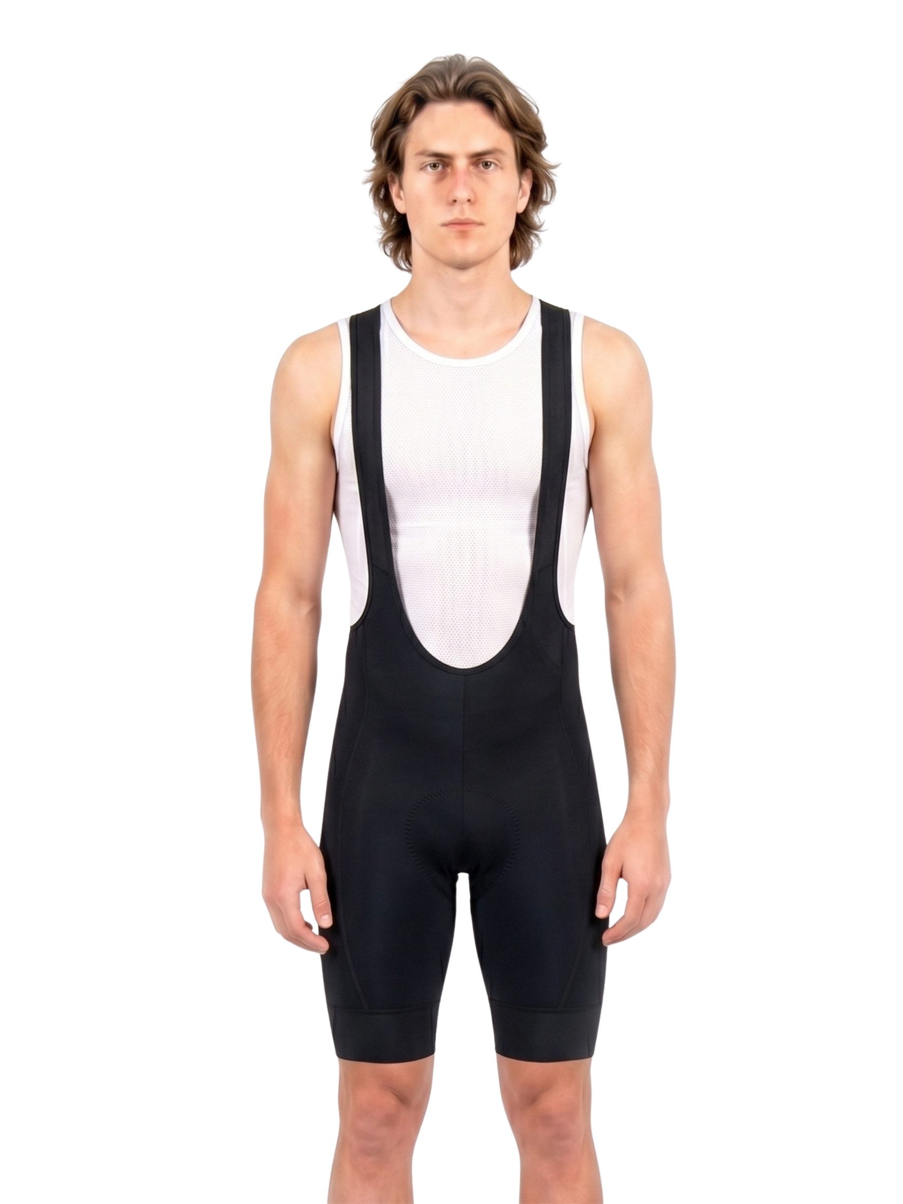 Wulibike Radhose Herren Cargo-Trägerhose GEL-Polster V-Träger Reflektierend (1-tlg) Figurbetonter Schnitt mit 3 Taschen für Renn- & Gravelrad