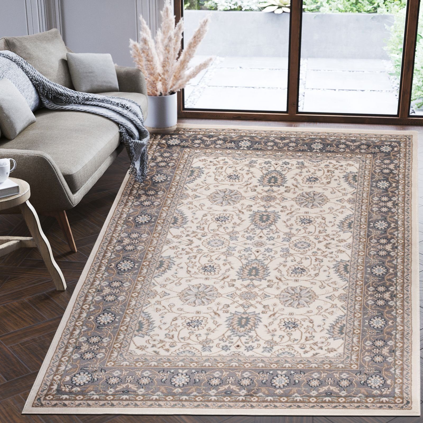 Orientteppich Oriente Teppich - Traditioneller Teppich Orient Beige Creme  Grau, Mazovia, 60 x 100 cm, Geeignet für Fußbodenheizung, Pflegeleicht,  Wohnzimmerteppich, Der Teppich wurde in der Türkei hergestellt