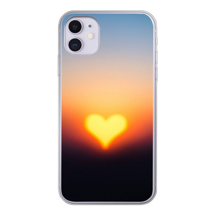 MuchoWow Handyhülle Herz - Horizont - Sonnenuntergang Handyhülle Apple iPhone 11 Smartphone-Bumper Print Handy