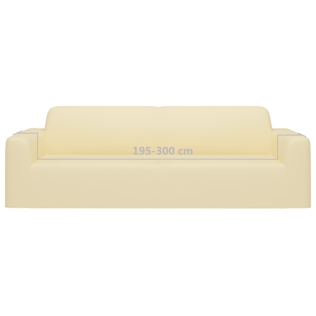 Stuhlhusse Stretch Sofahusse 3-Sitzer Creme Schonbezug, vidaXL Polyester-Jersey