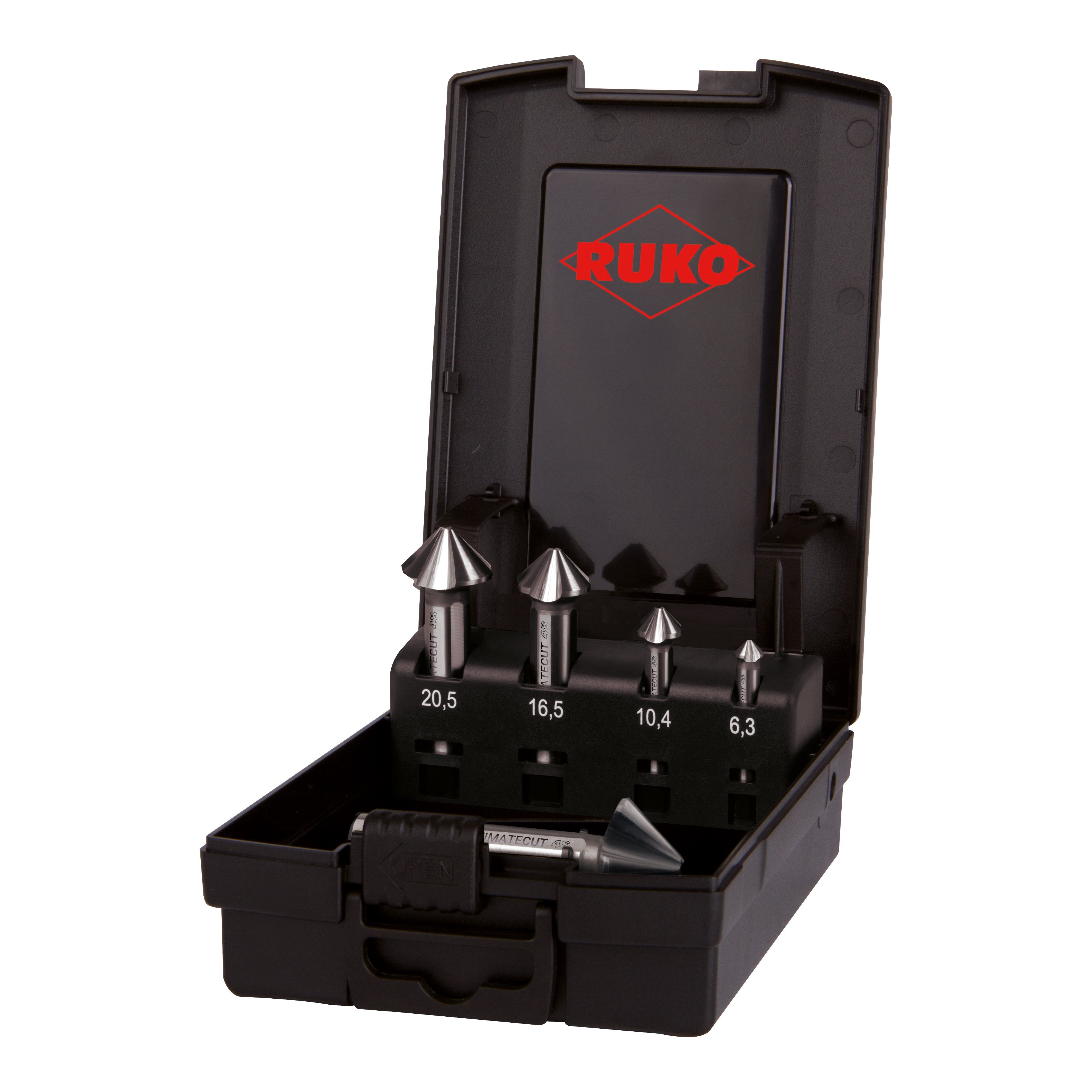 Ruko Bohrer- und Bitset RUKO ULTIMATECUT Kegelsenker-Satz 4S HSSE-Co 5 DIN 335 90° - 5 teilig