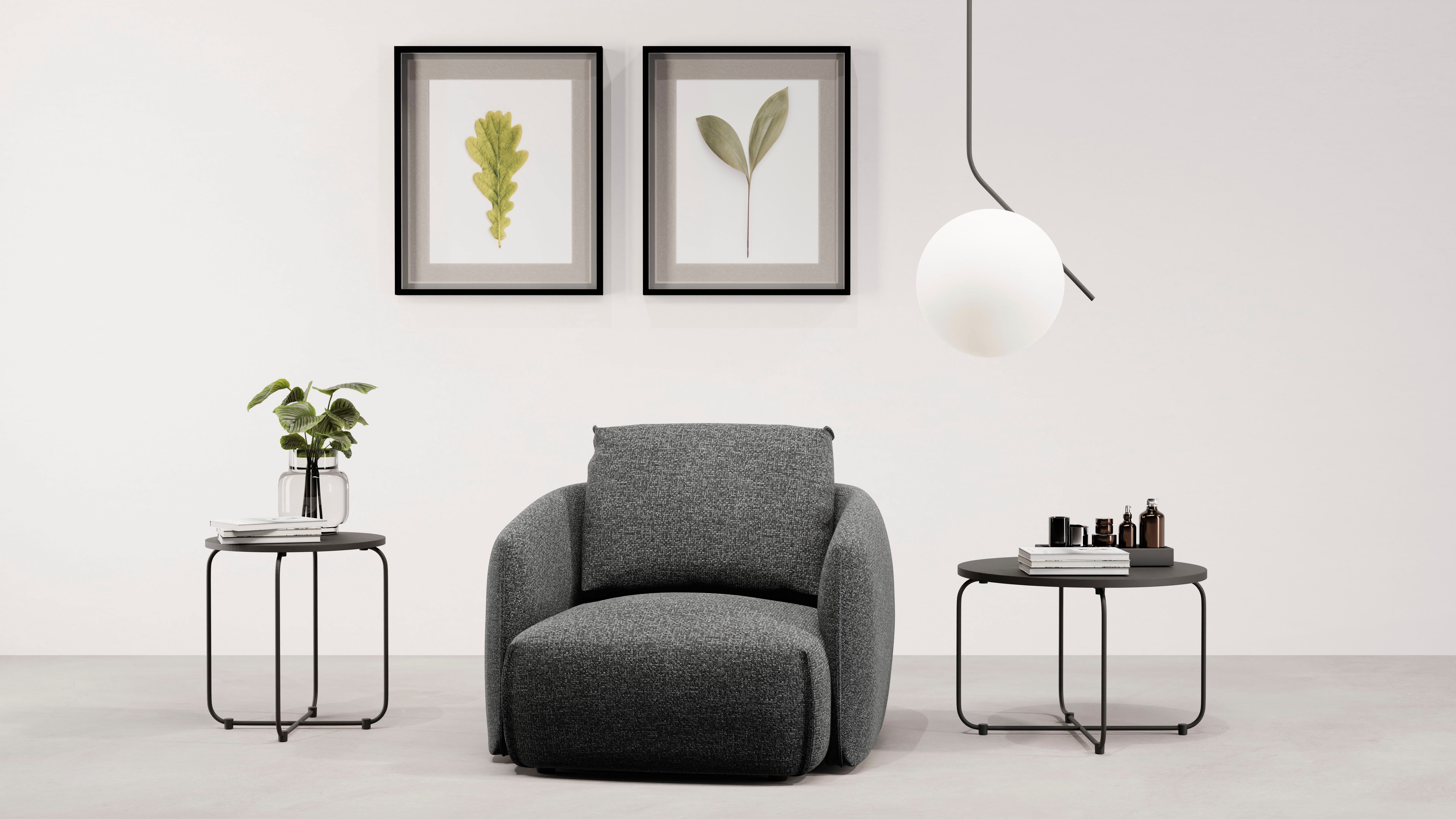 TRENDMANUFAKTUR Sessel Shawn, Loungesessel, Designsessel mit elegant geschwungen Armlehnen, organische Form, bequem, mit hochwertigem Bezug