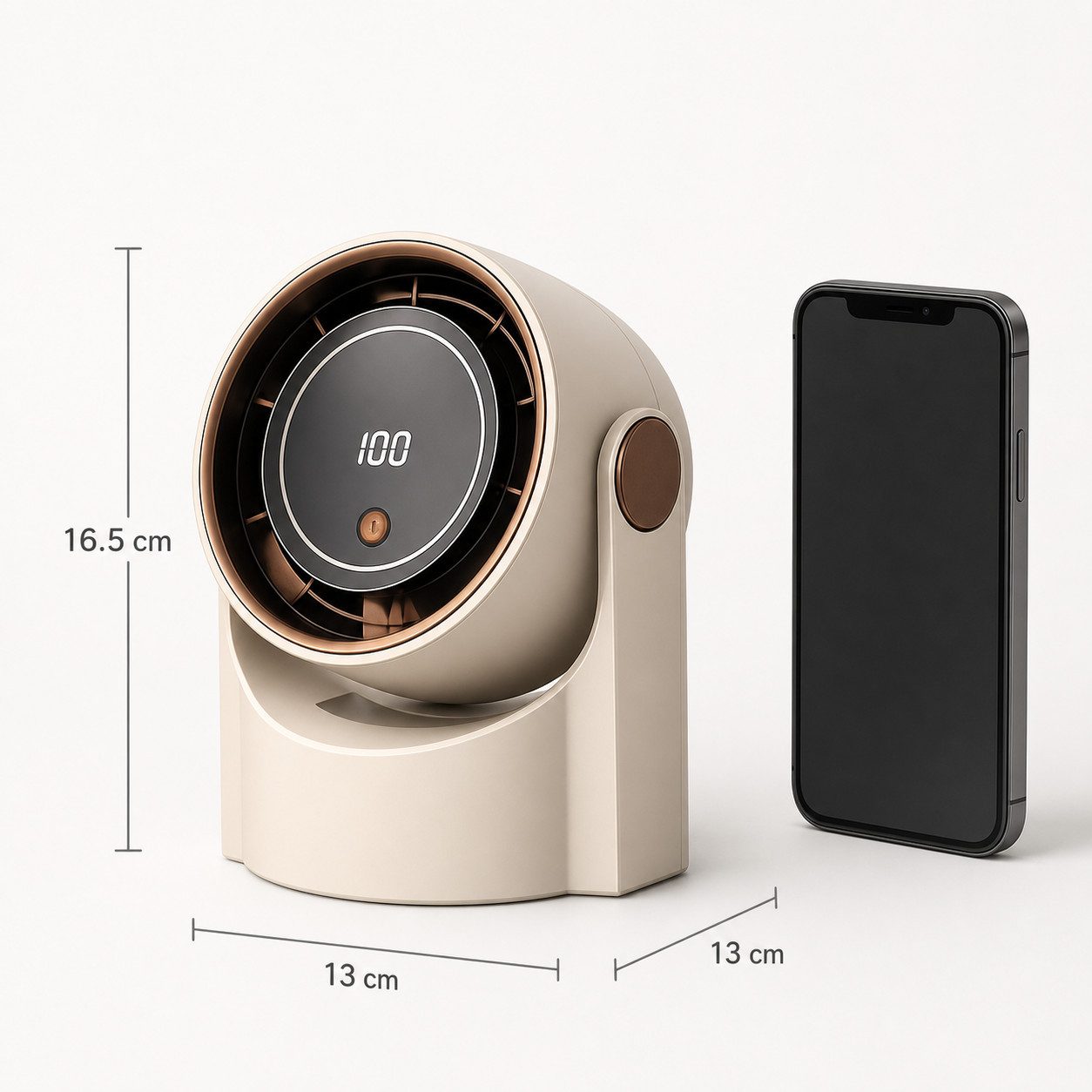 Bestlivings Tischventilator mobil mit 1200 mAh AKKU, Tisch- und Wandventilator, 5 Stufen, LED Display, 22 dB leise, USB-C