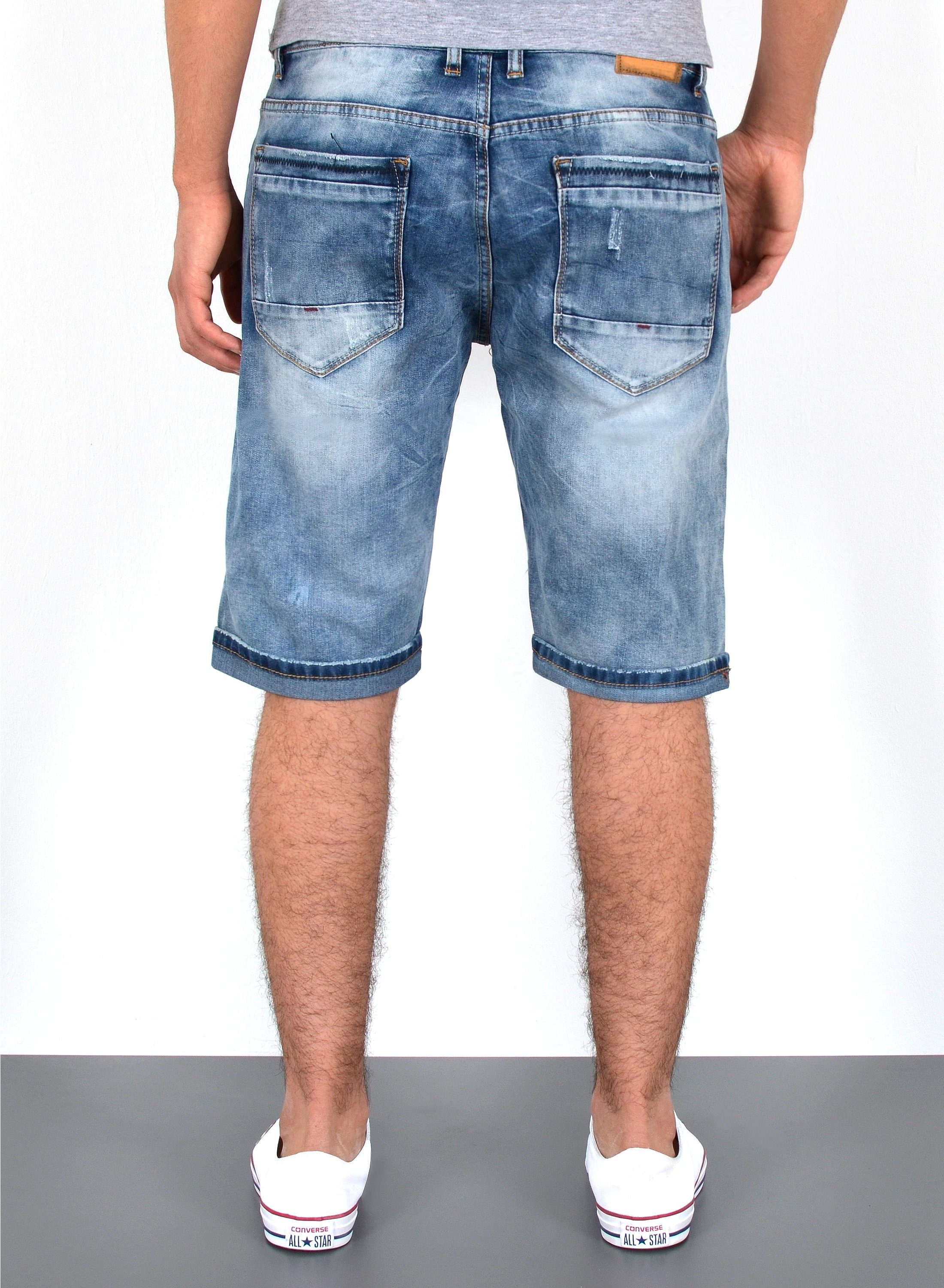 ESRA Jeansshorts Jeans Shorts Herren Jeansshorts Stretch Sommer Hose bis Übergröße Herren Jeans Shorts Herren Sommerhose Stretch Hose Herren Capri Jeans