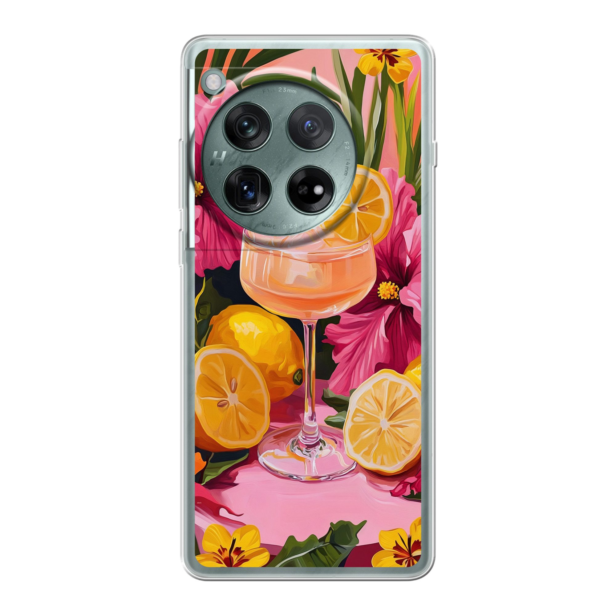 MuchoWow Handyhülle für OnePlus 12 Getränk - Blumen - Gelb, Handy Case, Silikon, Bumper Case Dünn