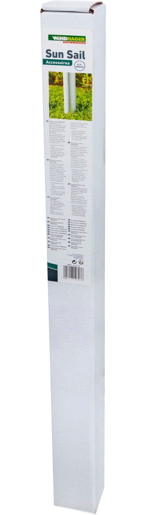 Windhager Bodenhülse Premium aus Aluminium zur Befestigung eines Sonnensegelmastes, (1-St), Pfostenträger frostsicher, Hülsenlänge 90 cm, silber